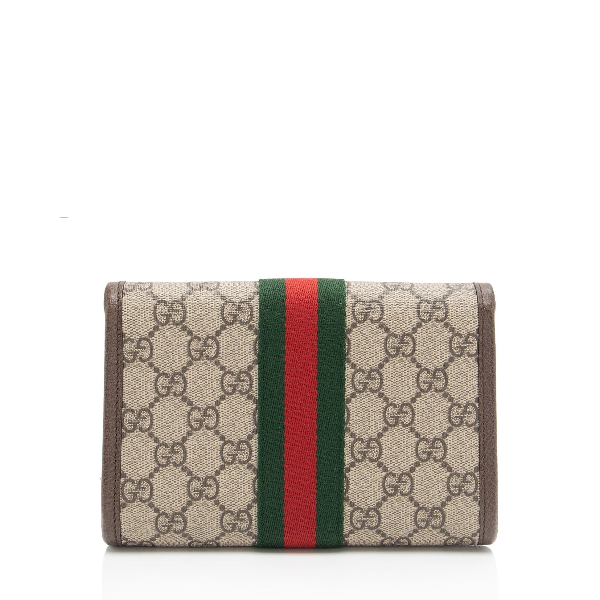 Gucci GG Supreme Rajah Slim Flap Leather Canvas Nylon Brown Crossbody Bag