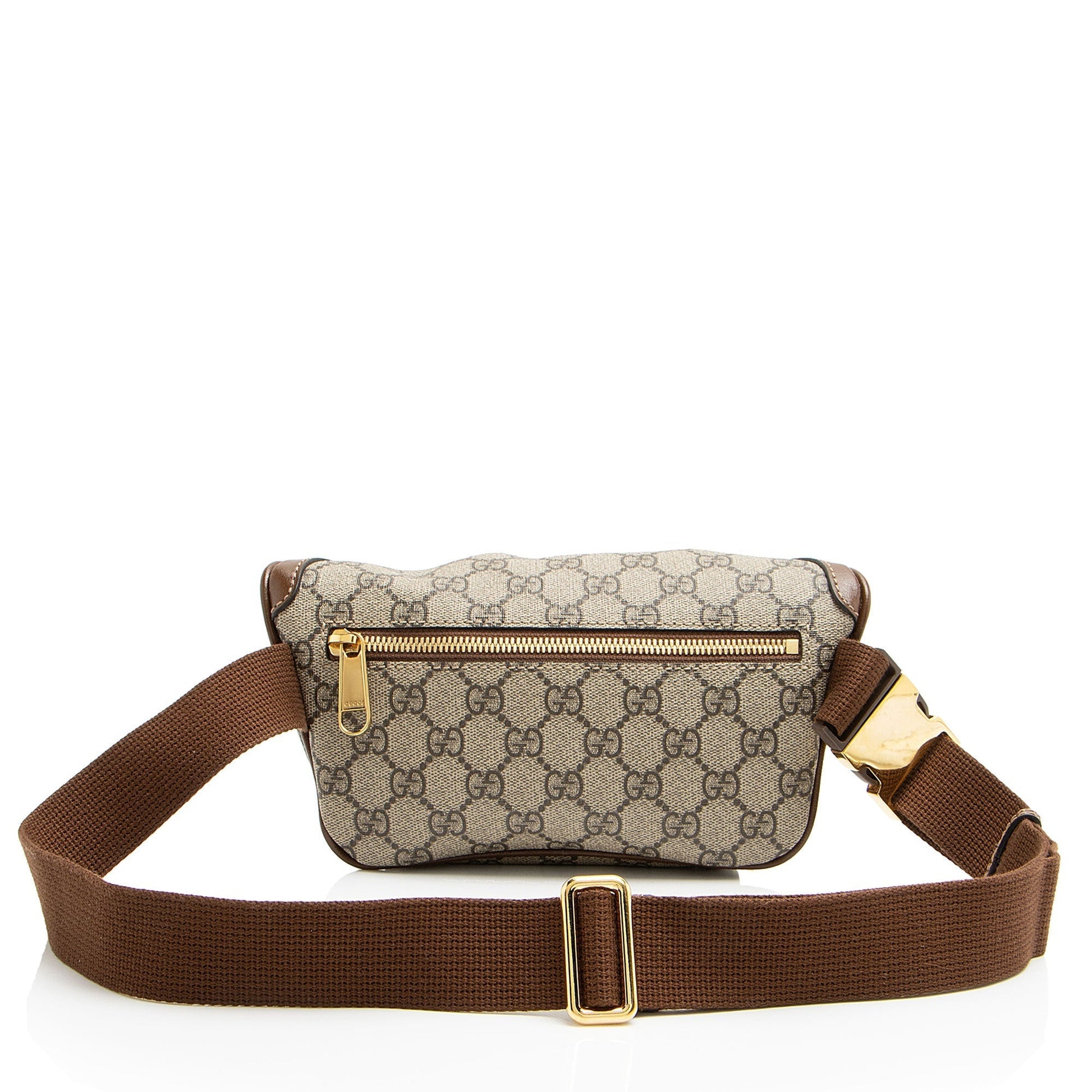 Gucci GG Supreme Retro Belt Leather Canvas Nylon Brown Accessory