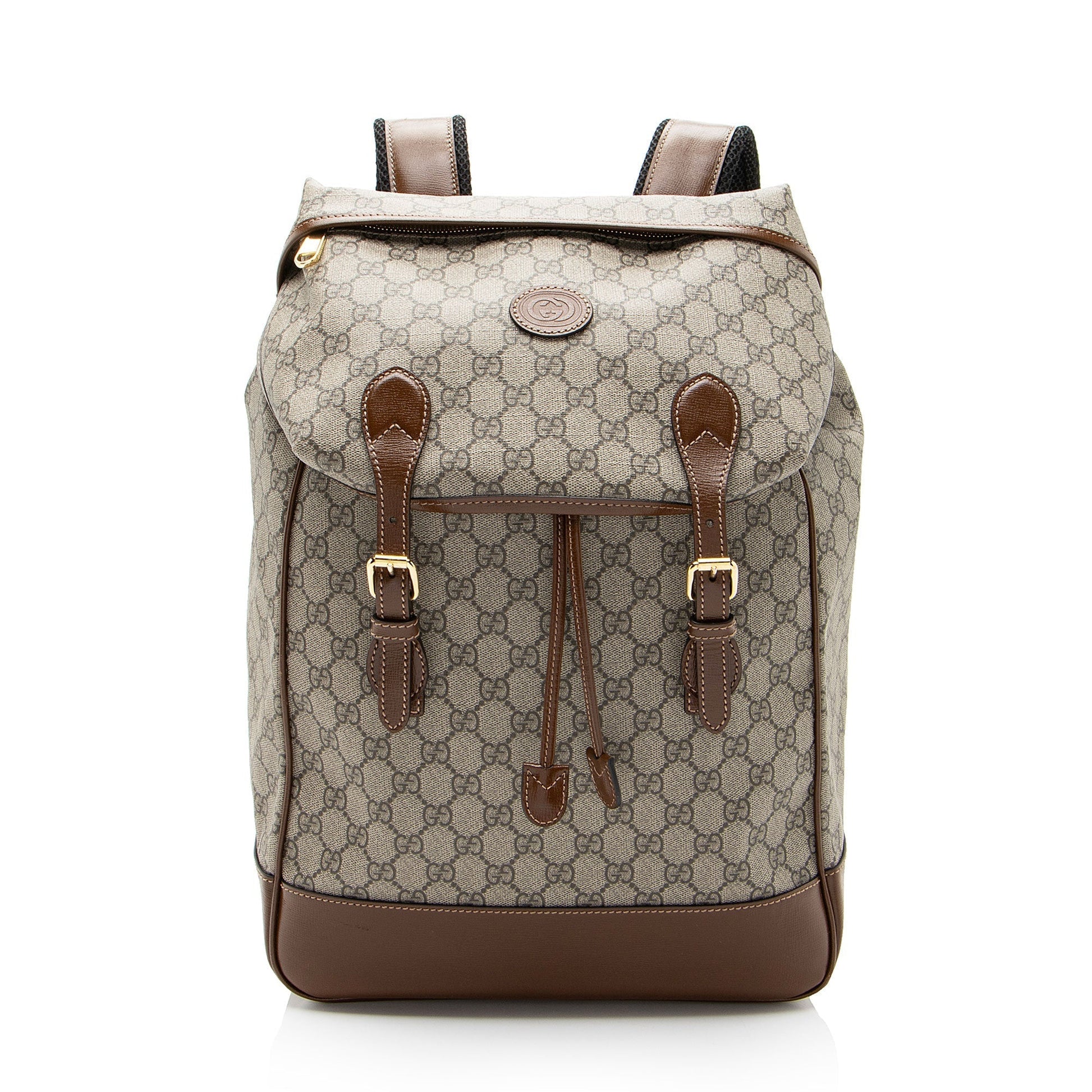 Gucci GG Supreme Retro Backpack Leather Canvas Nylon Brown Shoulder Bag