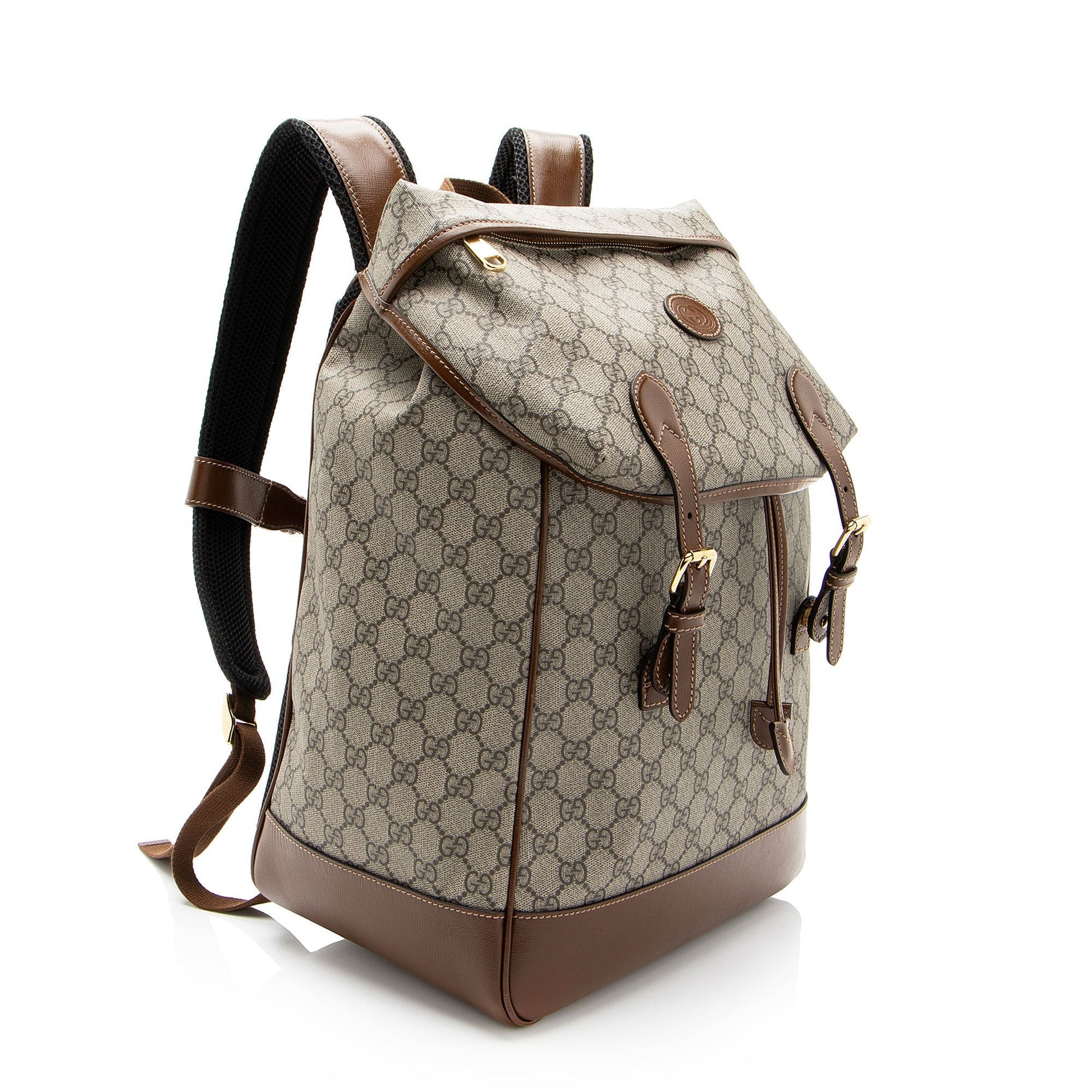 Gucci GG Supreme Retro Backpack Leather Canvas Nylon Brown Shoulder Bag