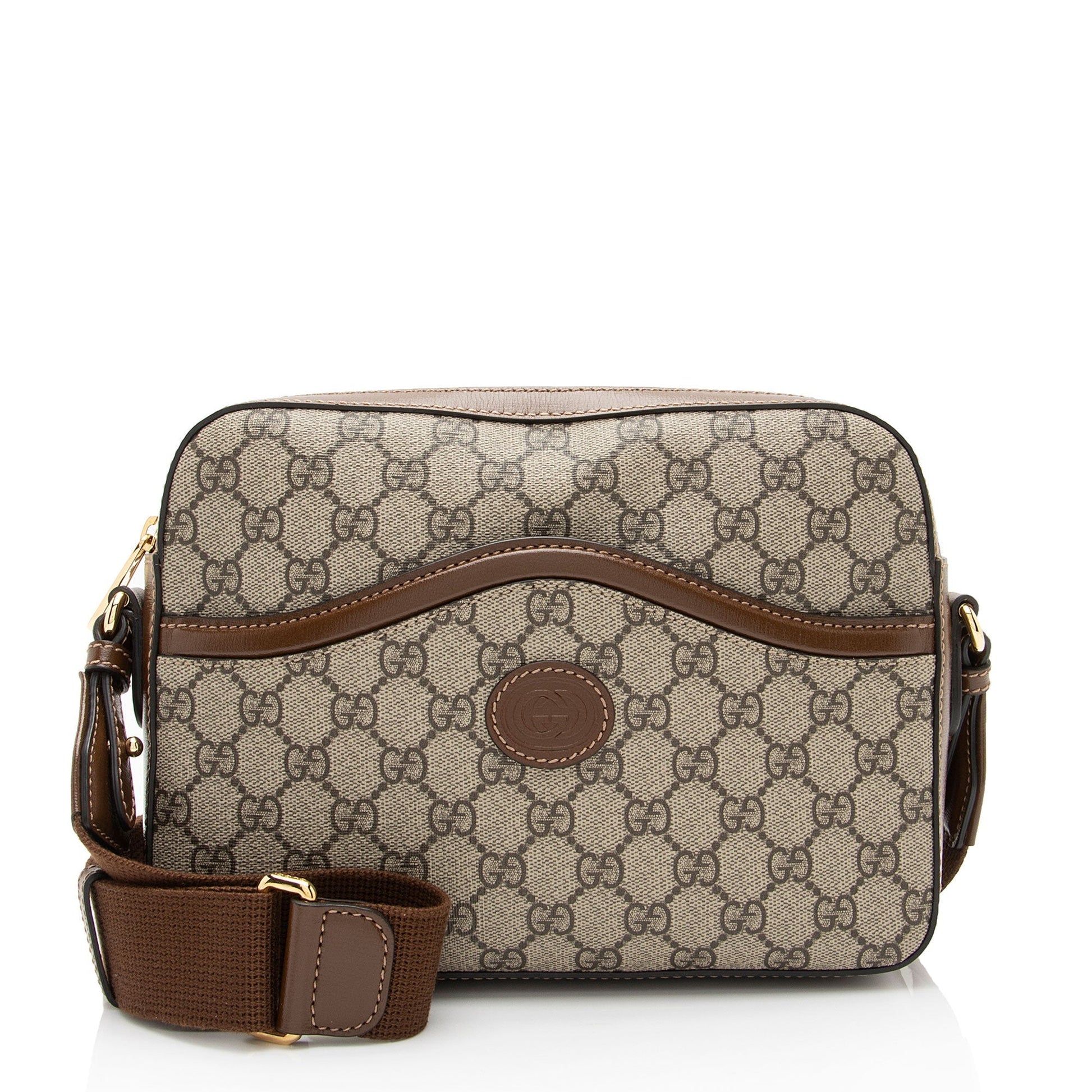 Gucci GG Supreme Retro Messenger SHF-Zrpy5D Leather Canvas Nylon Brown Shoulder Bag