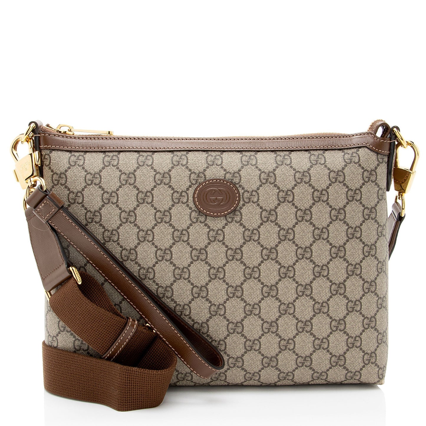 Gucci GG Supreme Retro Messenger Leather Canvas Nylon Brown Shoulder Bag