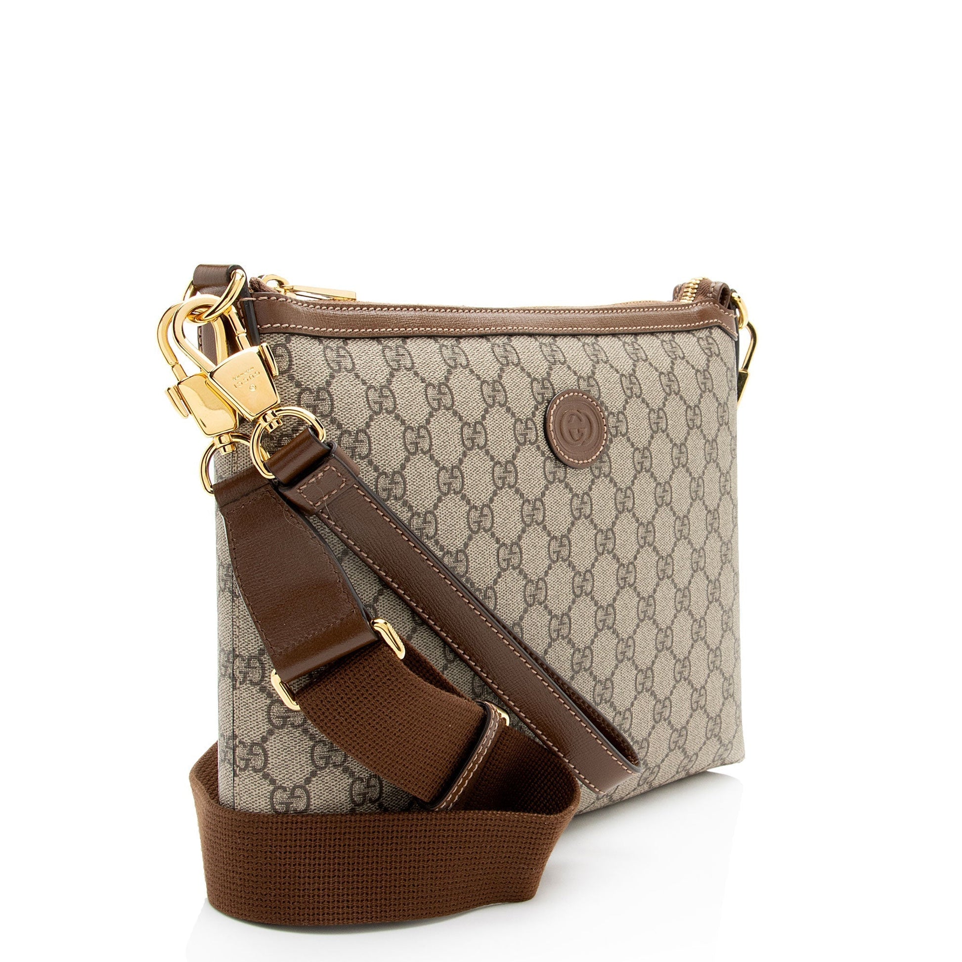 Gucci GG Supreme Retro Messenger Leather Canvas Nylon Brown Shoulder Bag