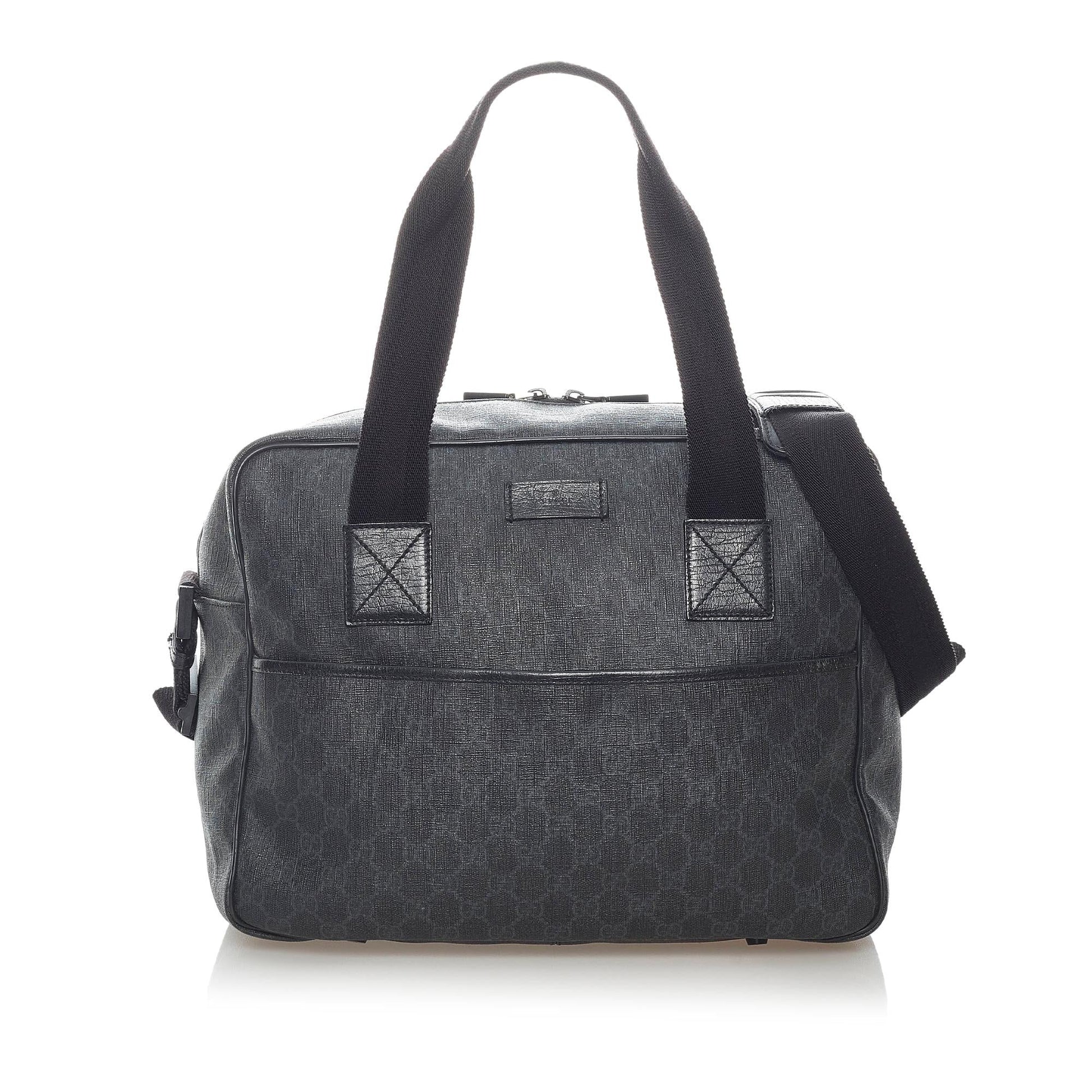 Gucci GG Supreme SHG Canvas Calf Black Satchel Bag
