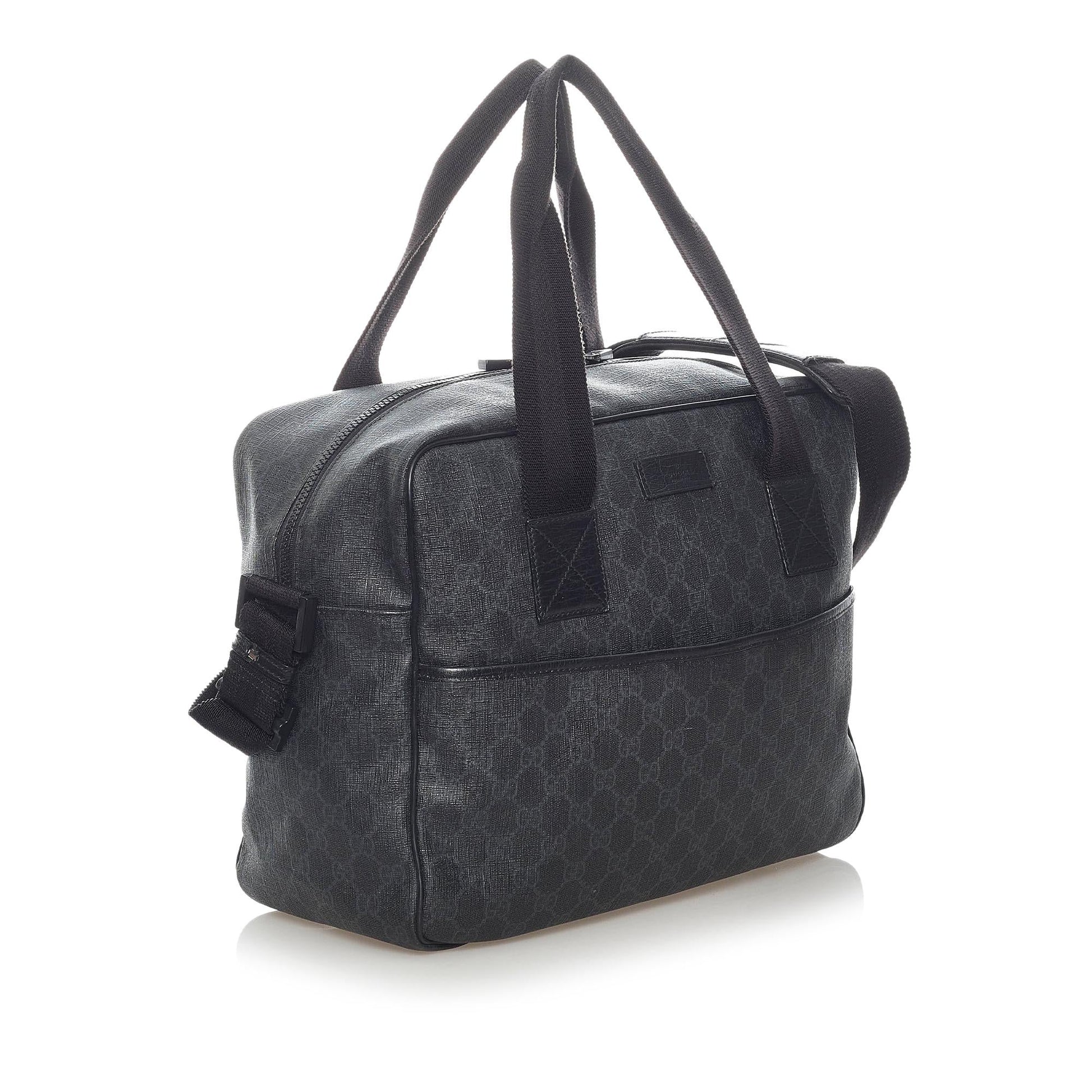Gucci GG Supreme SHG Canvas Calf Black Satchel Bag
