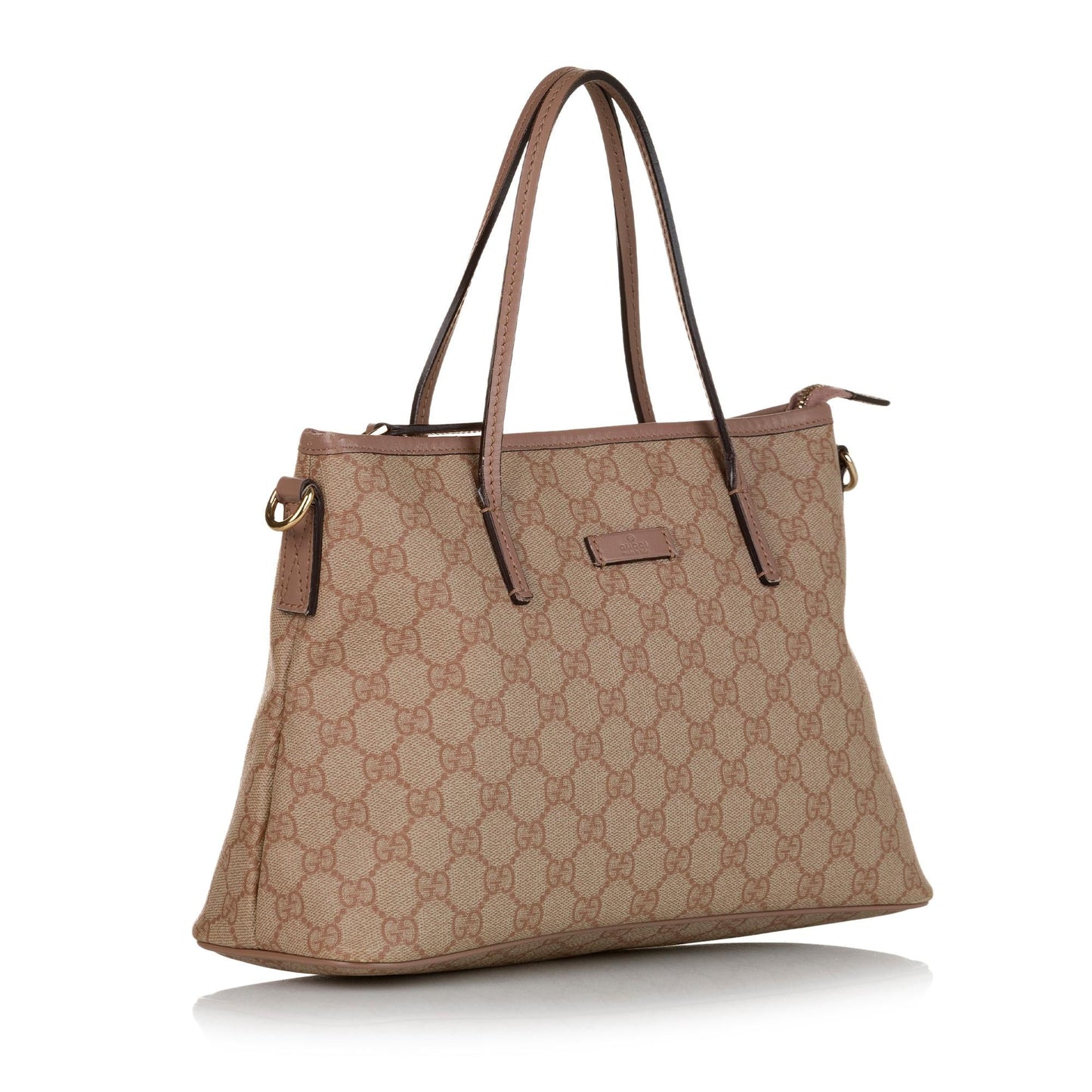 Gucci GG Supreme SHG Canvas Calf Brown Pink Satchel Bag