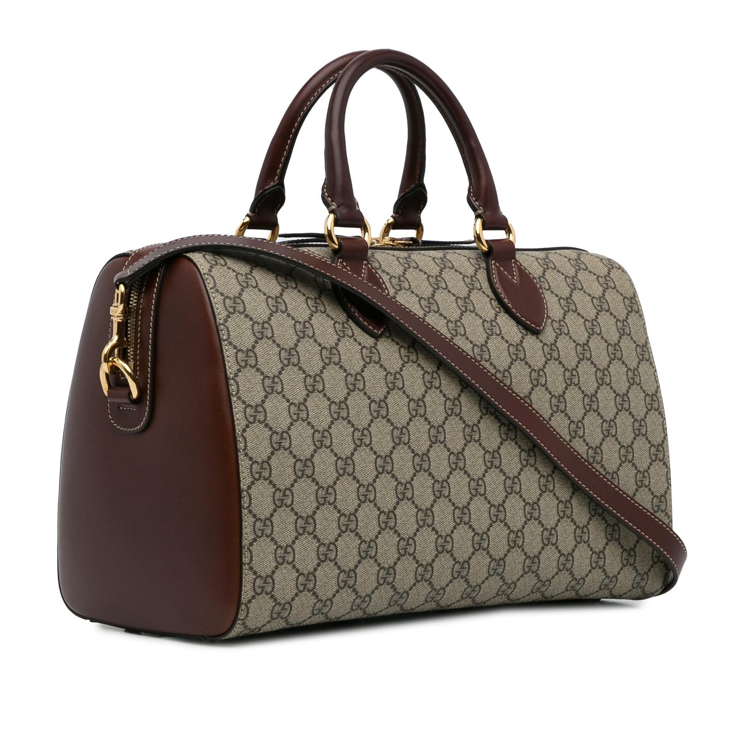 Gucci GG Supreme SHG-7vet1K Canvas Calf Brown Satchel Bag