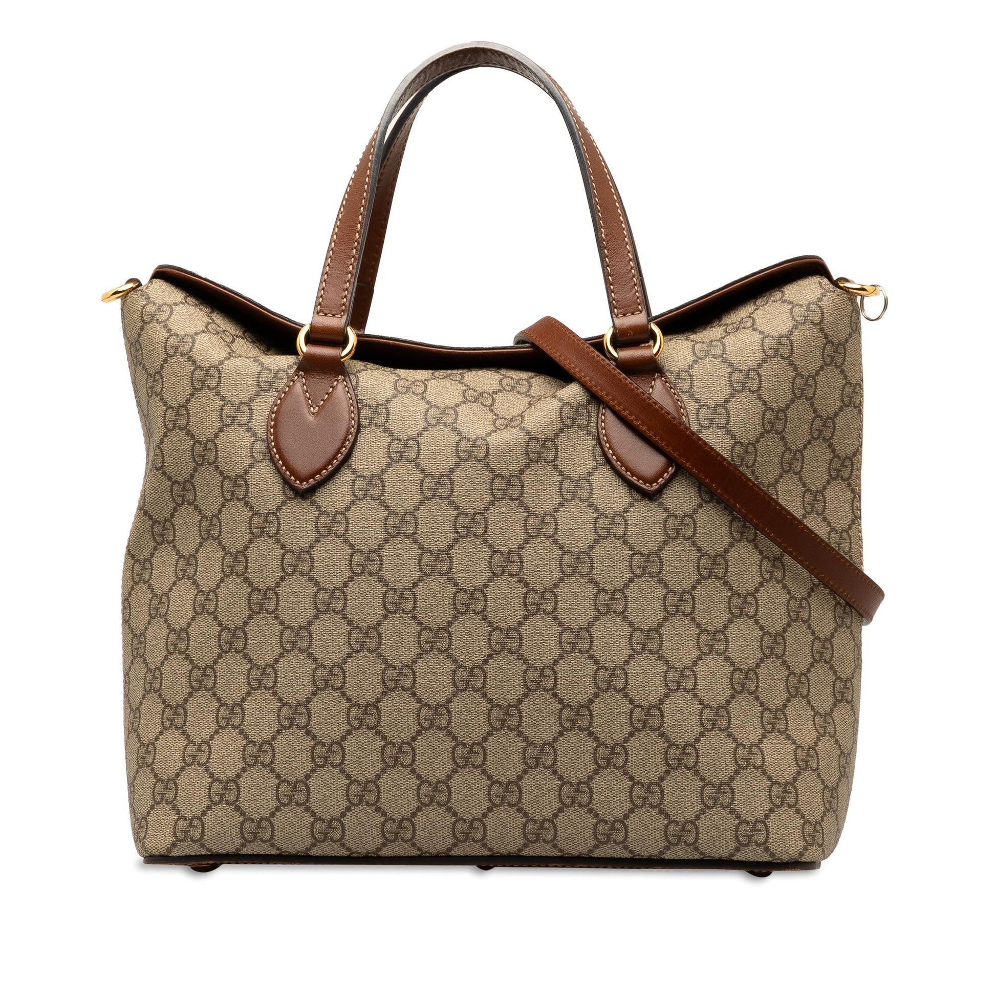 Gucci GG Supreme SHG-eEwu2F Canvas Calf Brown Satchel Bag