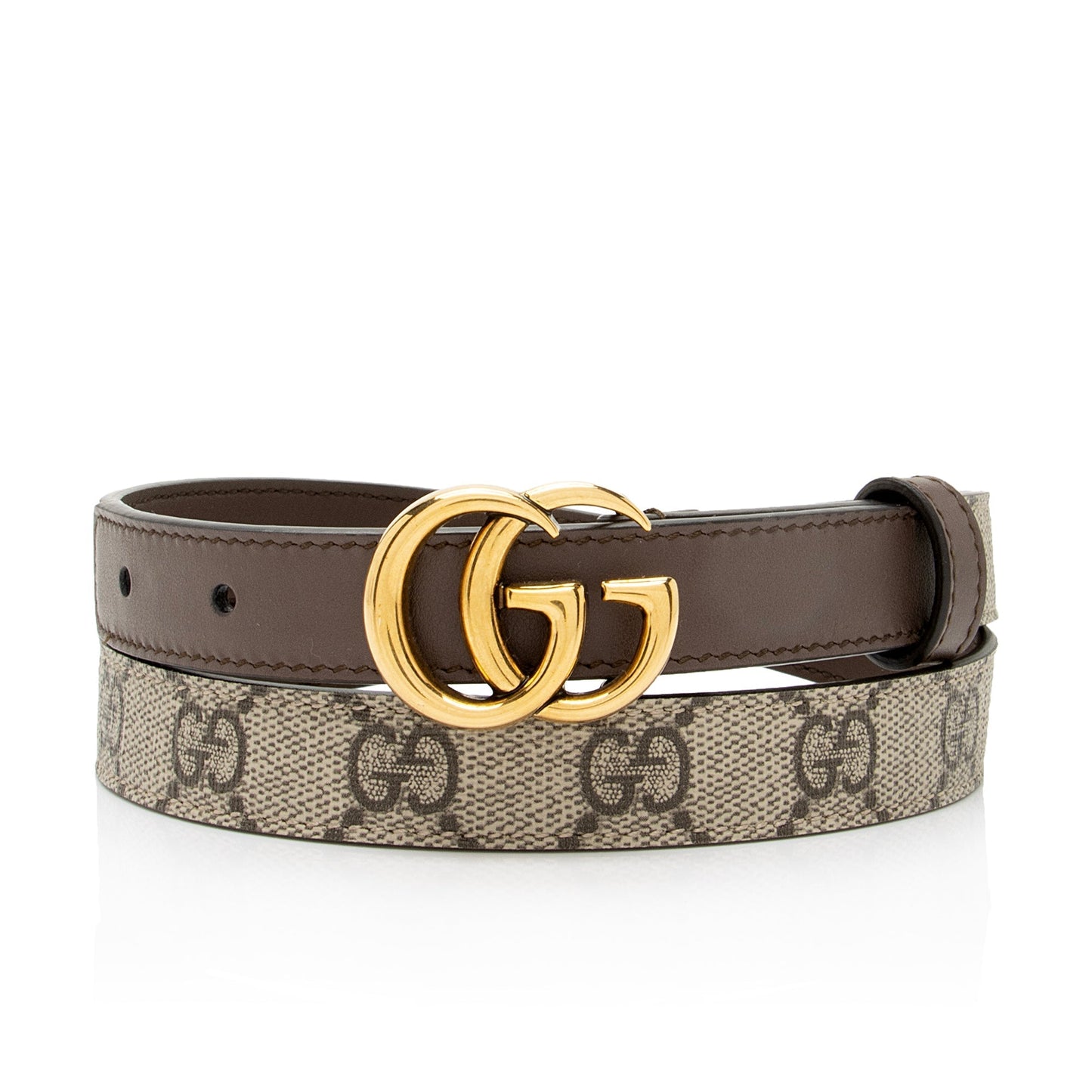 Gucci GG Supreme GG Marmont Slim Leather Canvas Brown Beige Accessory Shf Tjphys