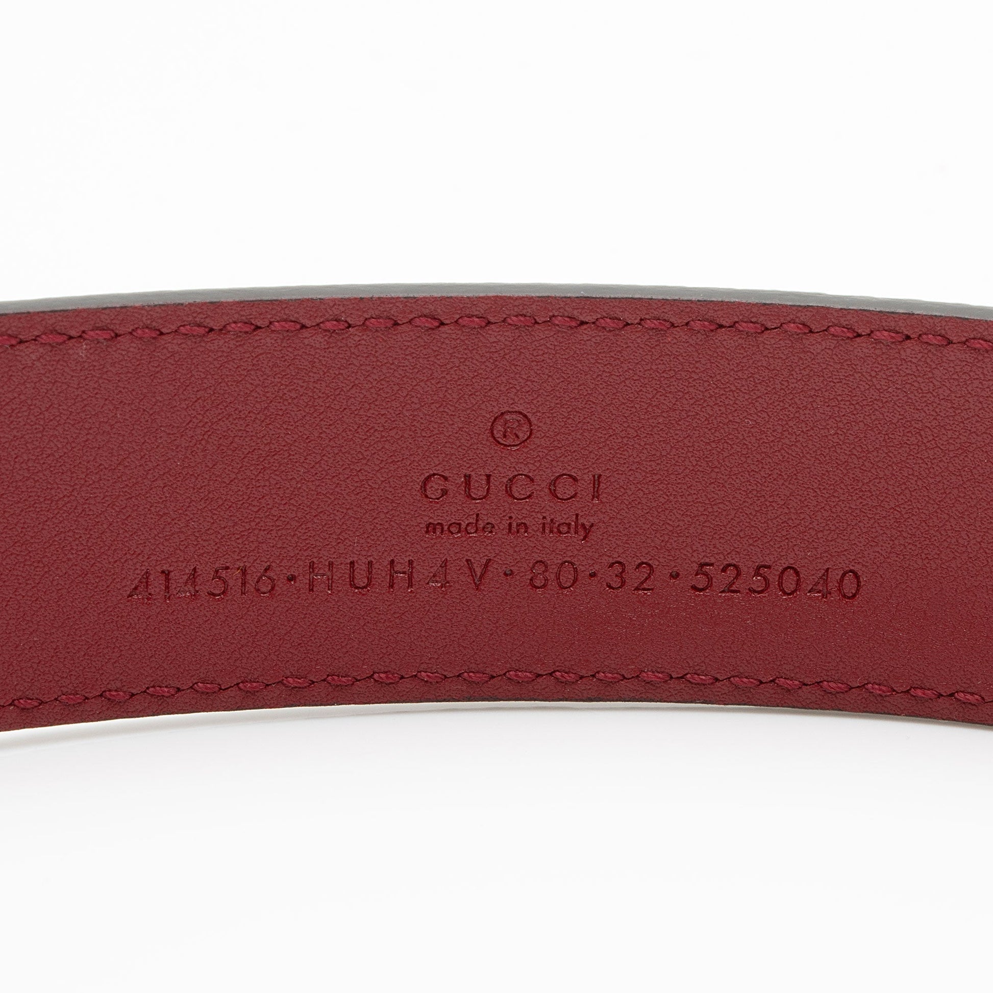 Gucci GG Supreme Slim Belt - Leather Canvas Beige Red Accessory