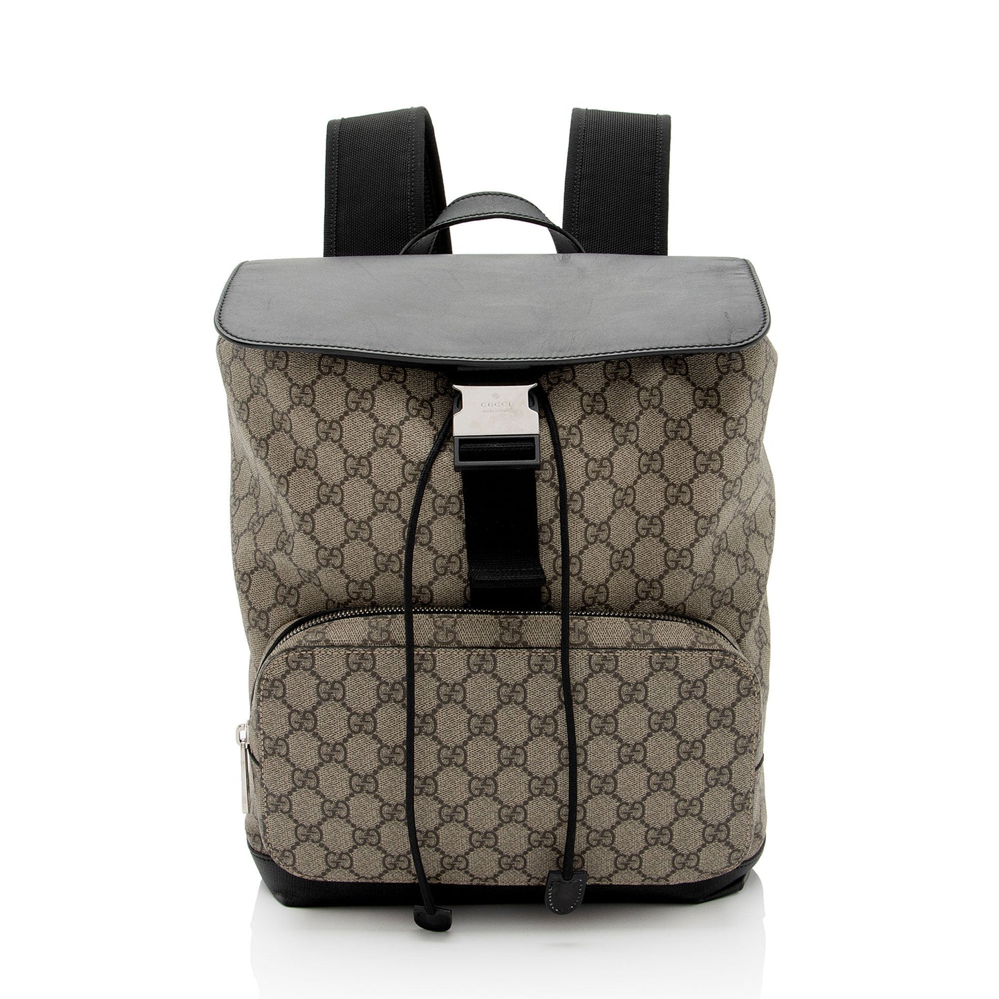Gucci GG Supreme Backpack Leather Canvas Nylon Black Shoulder Bag
