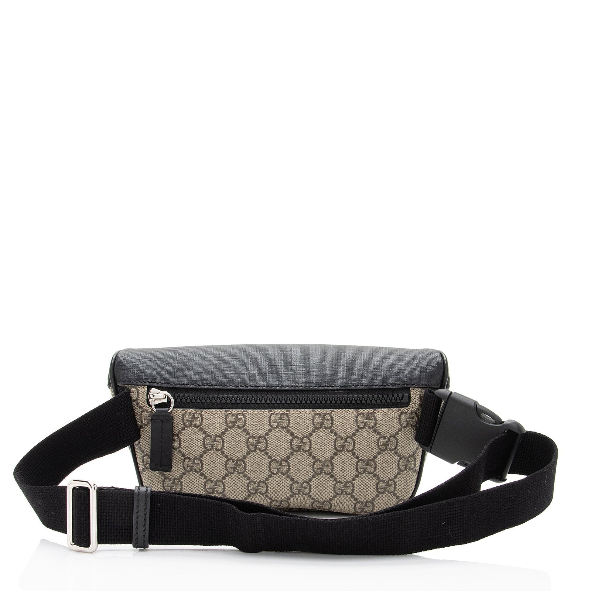 Gucci GG Supreme Belt SHF-urY9Mq Leather Canvas Nylon Black Accessory