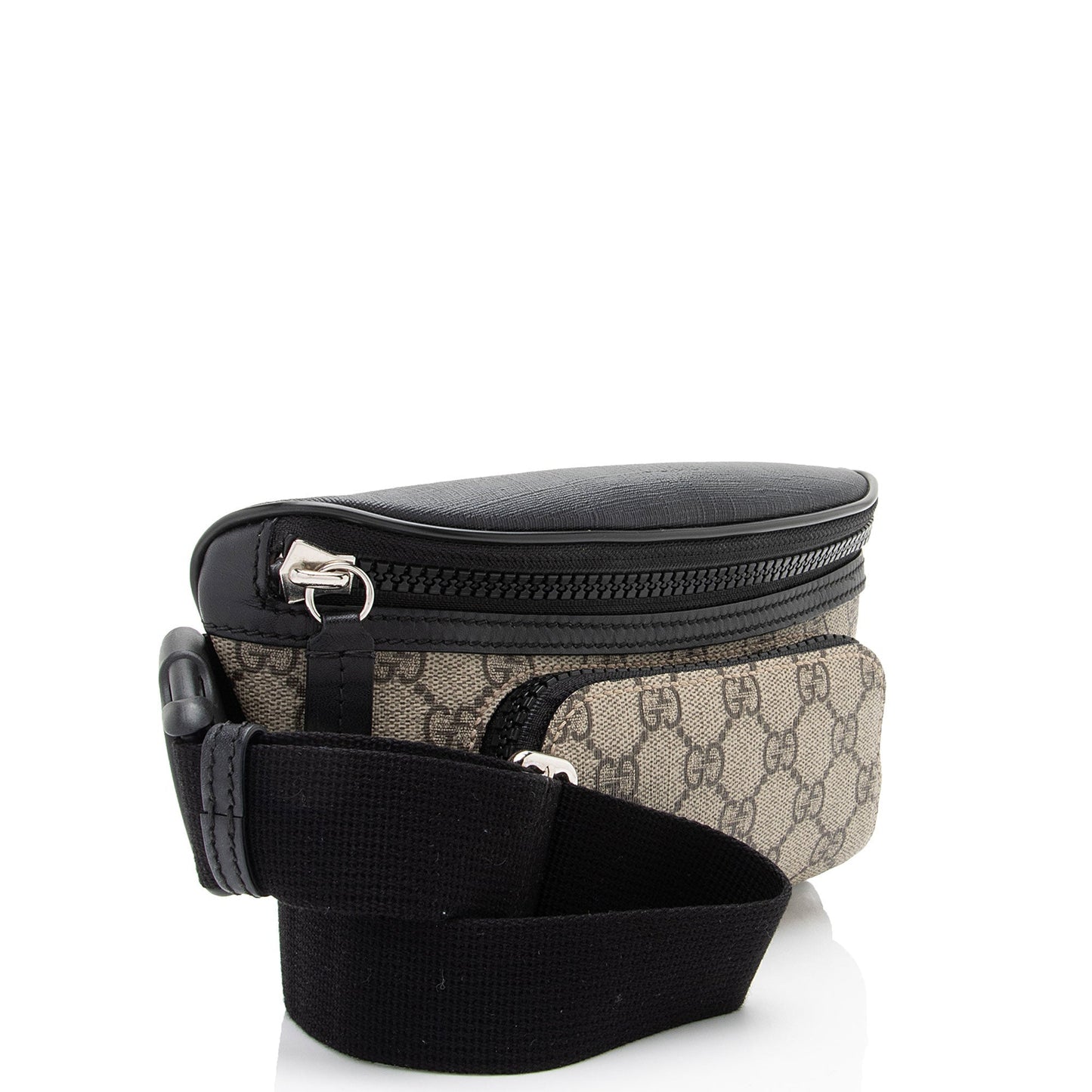 Gucci GG Supreme Belt SHF-urY9Mq Leather Canvas Nylon Black Accessory