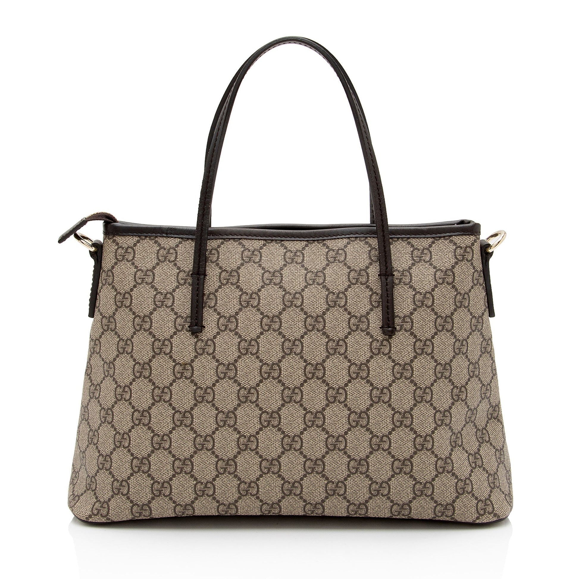 Gucci GG Supreme Convertible SHF-3DHKoq Leather Canvas Brown Beige Tote Bag
