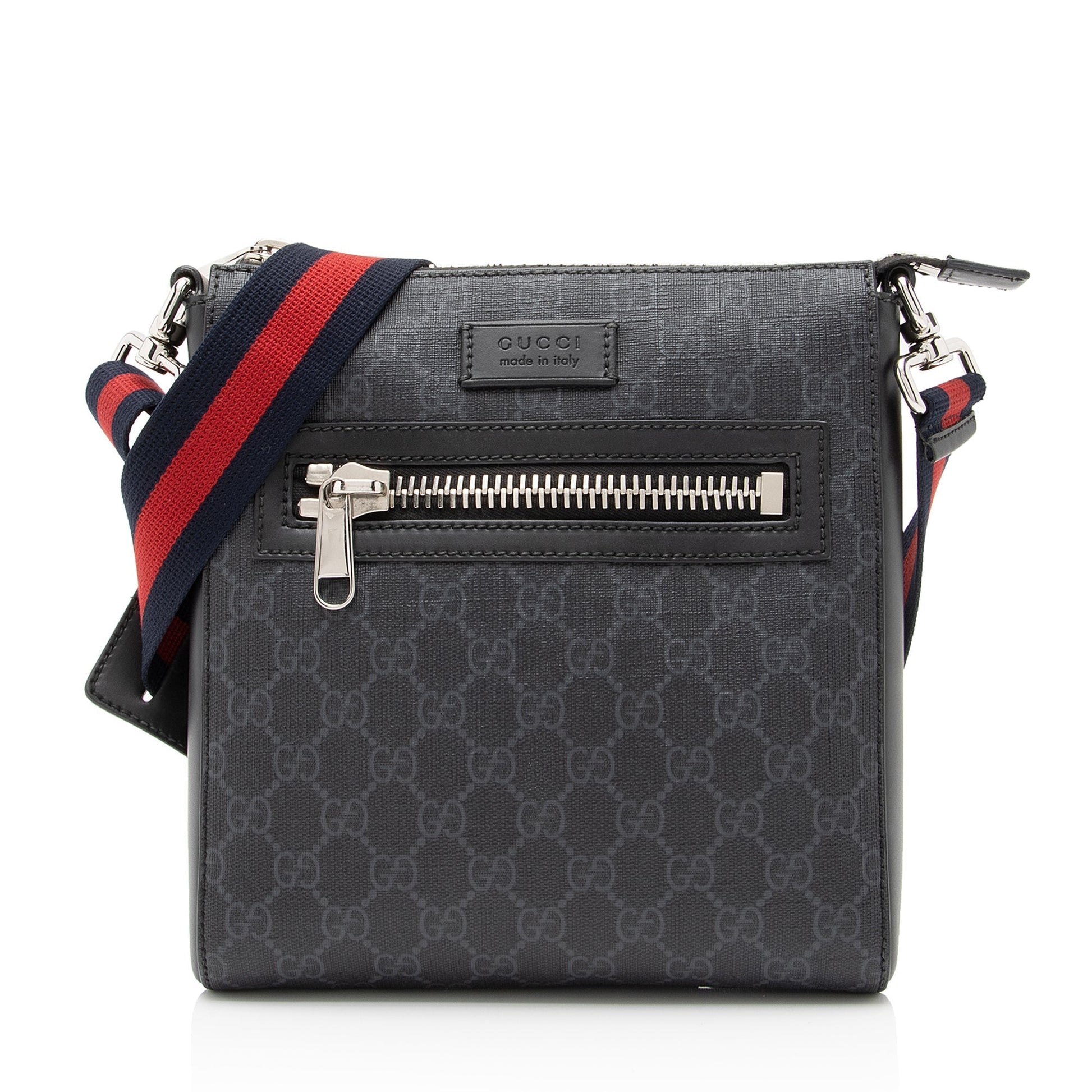Gucci GG Supreme Messenger SHF Leather Canvas Nylon Black Shoulder Bag Bag Shf