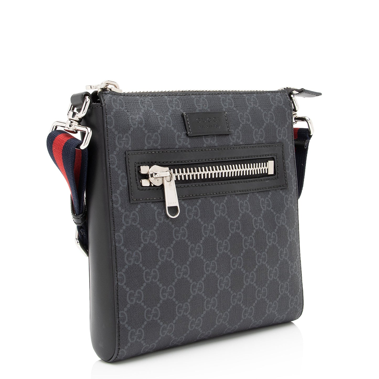 Gucci GG Supreme Messenger SHF Leather Canvas Nylon Black Shoulder Bag Bag Shf