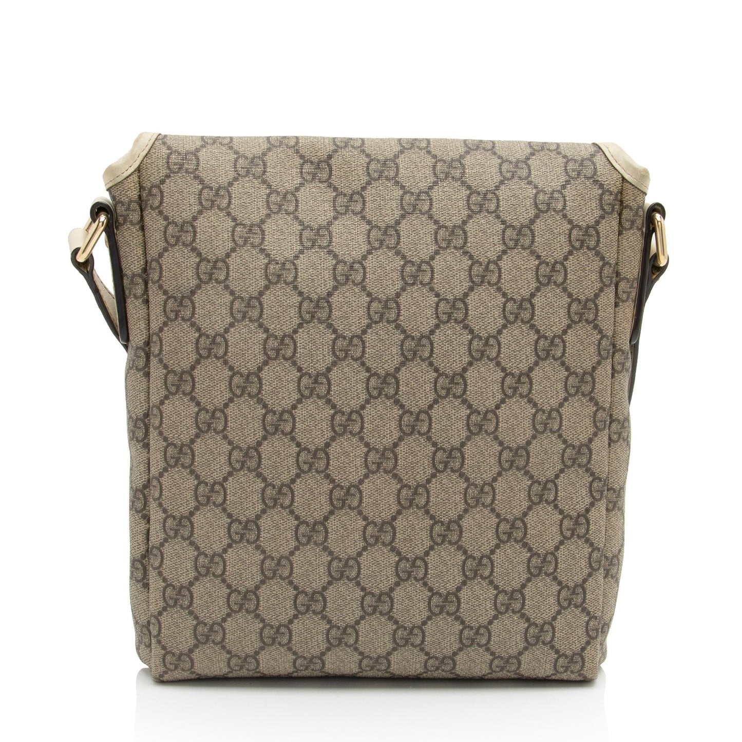 Gucci GG Supreme Flap Messenger SHF-XsPMVv Leather Canvas White Beige Travel Bag