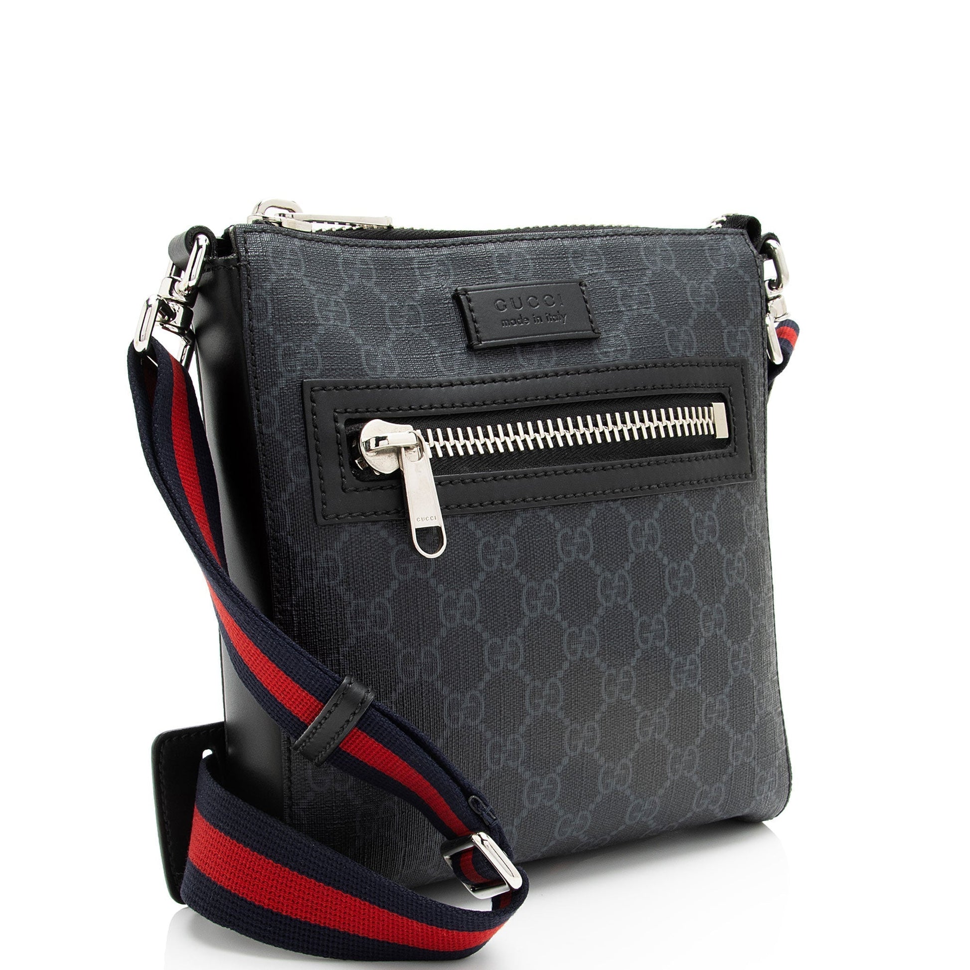 Gucci GG Supreme Messenger SHF-kQ3DUd Leather Canvas Nylon Black Shoulder Bag