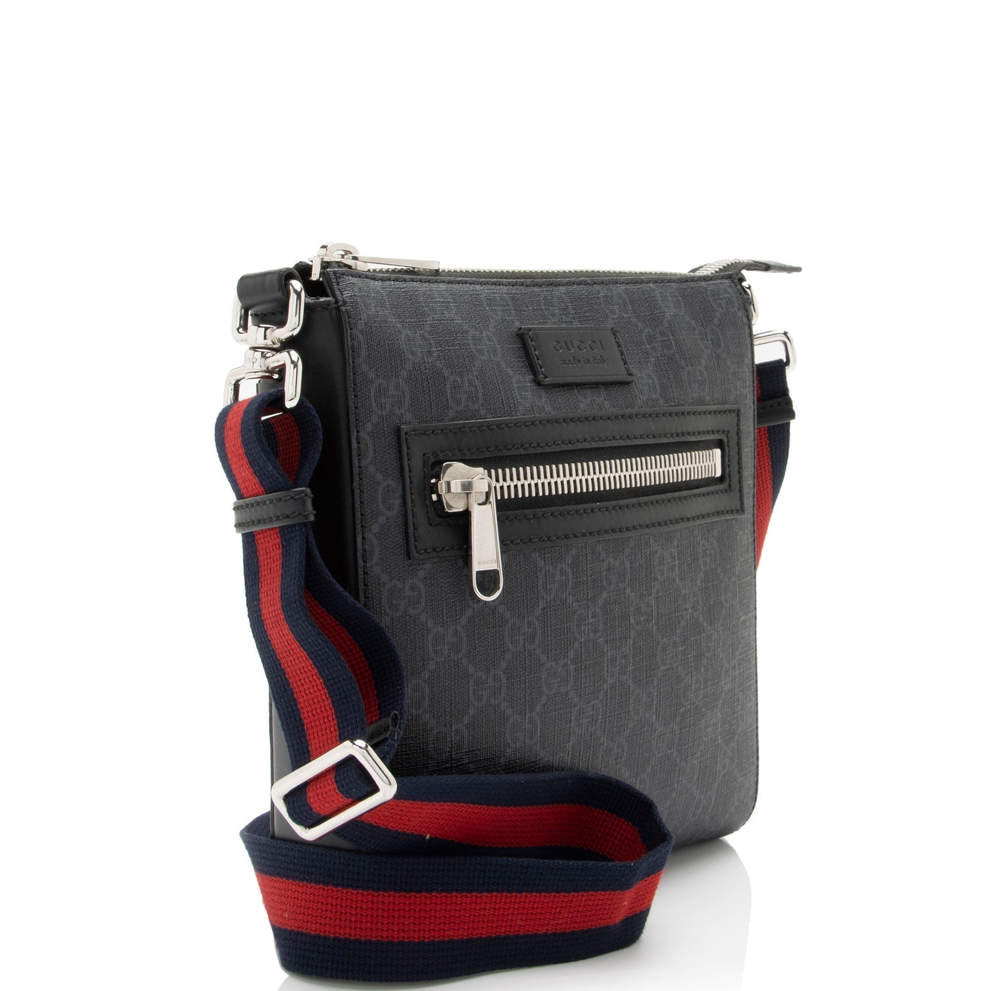 Gucci GG Supreme Messenger Leather Canvas Nylon Black Shoulder Bag Shf Wzt0Nl