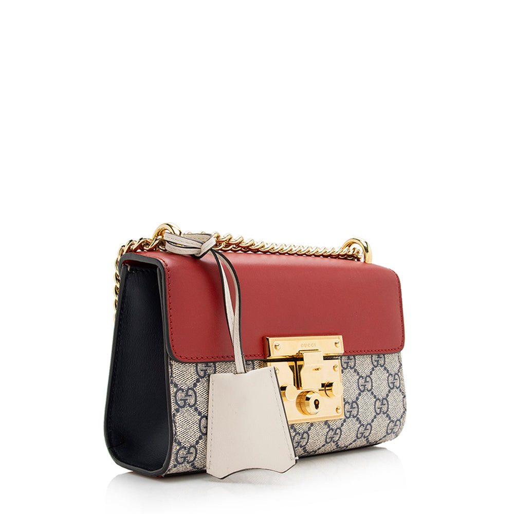 Gucci GG Supreme Padlock SHF Leather Canvas Blue Small Shoulder Bag