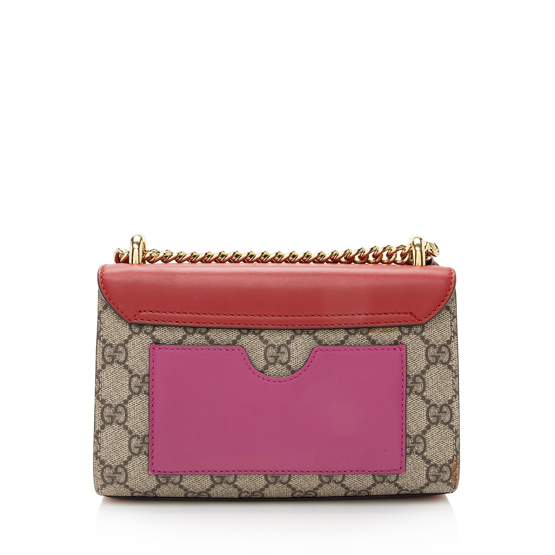 Gucci GG Supreme Padlock SHF Leather Canvas Beige Red Crossbody Bag