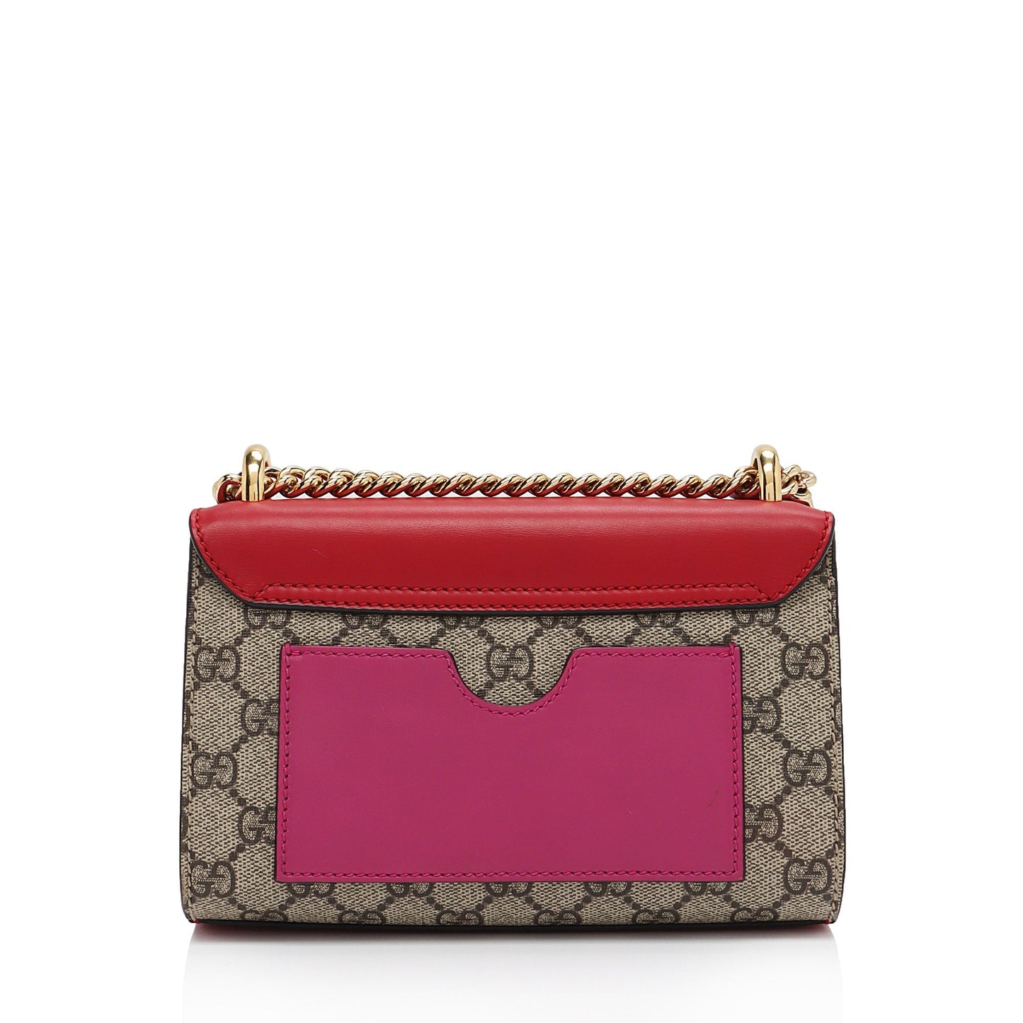 Gucci GG Supreme Padlock SHF-121XFL Leather Canvas Beige Red Crossbody Bag