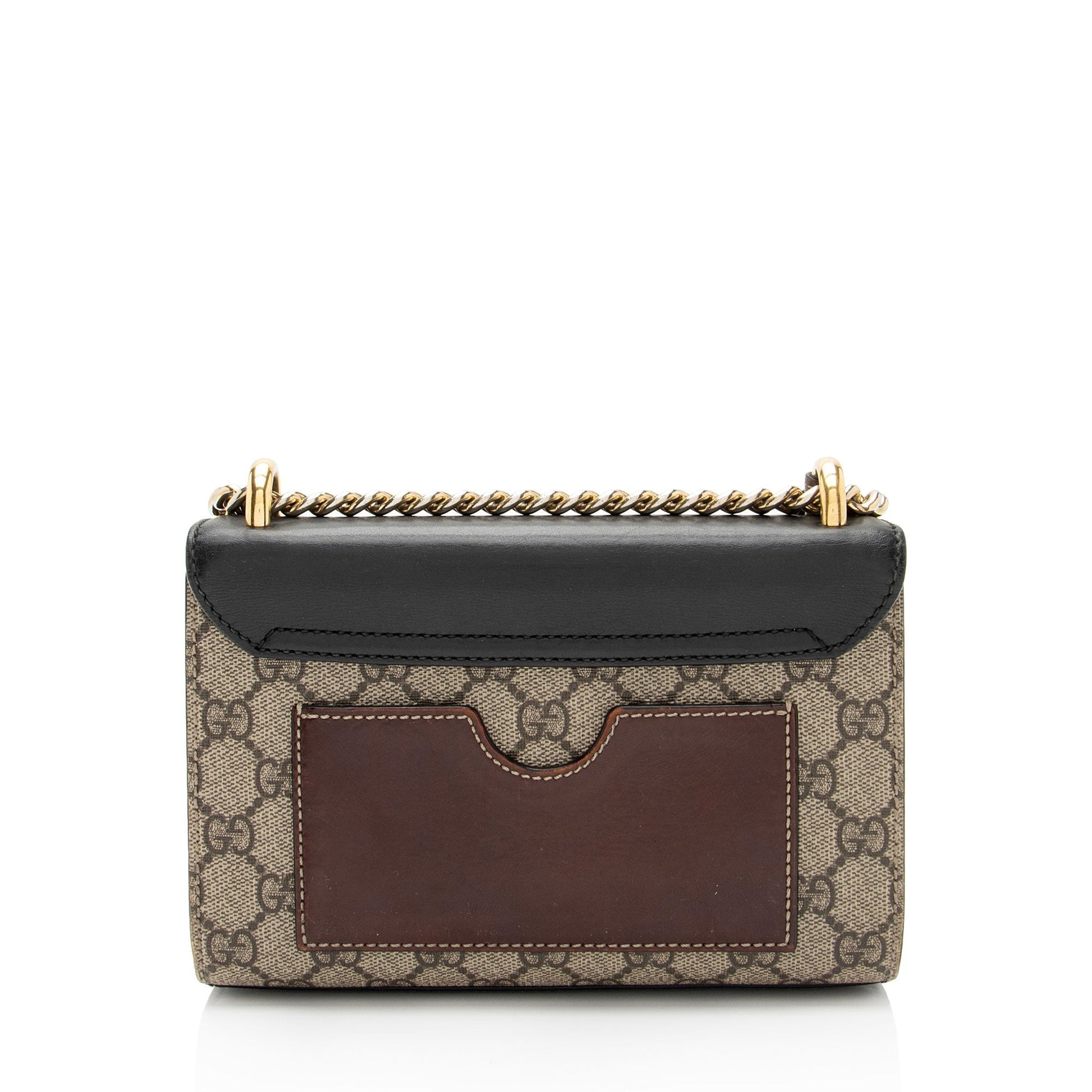 Gucci GG Supreme Padlock SHF-vRdeyi Leather Canvas Black Brown Crossbody Bag