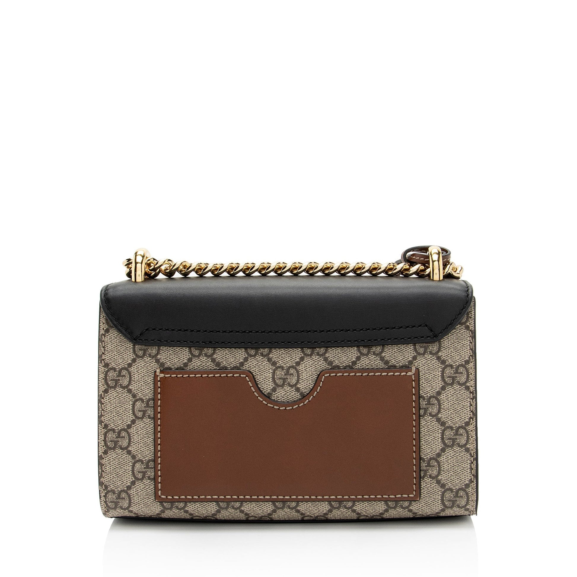 Gucci GG Supreme Padlock SHF-rqVDip Leather Canvas Black Brown Shoulder Bag