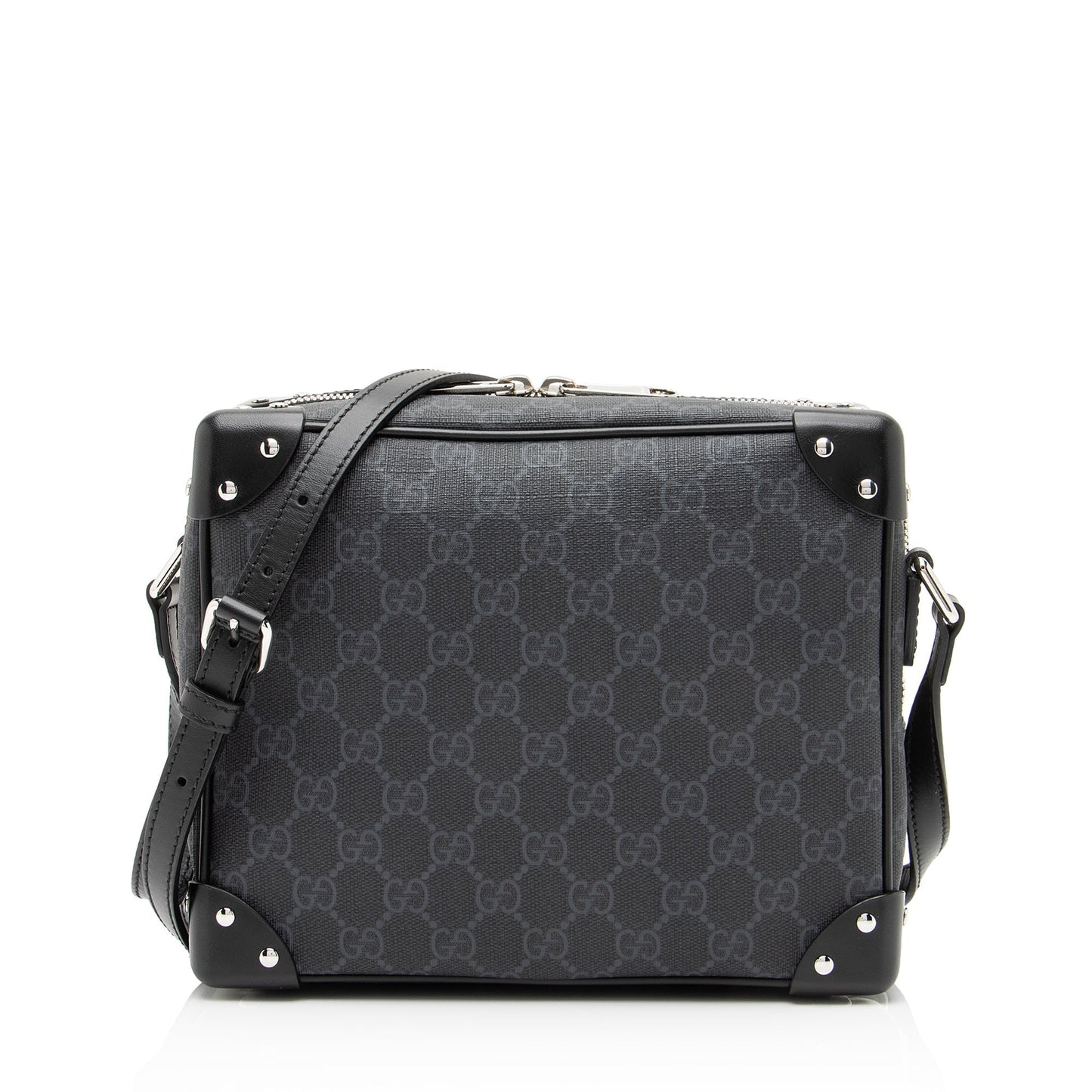 Gucci GG Supreme Soft Trunk SHF Leather Canvas Black Crossbody Bag