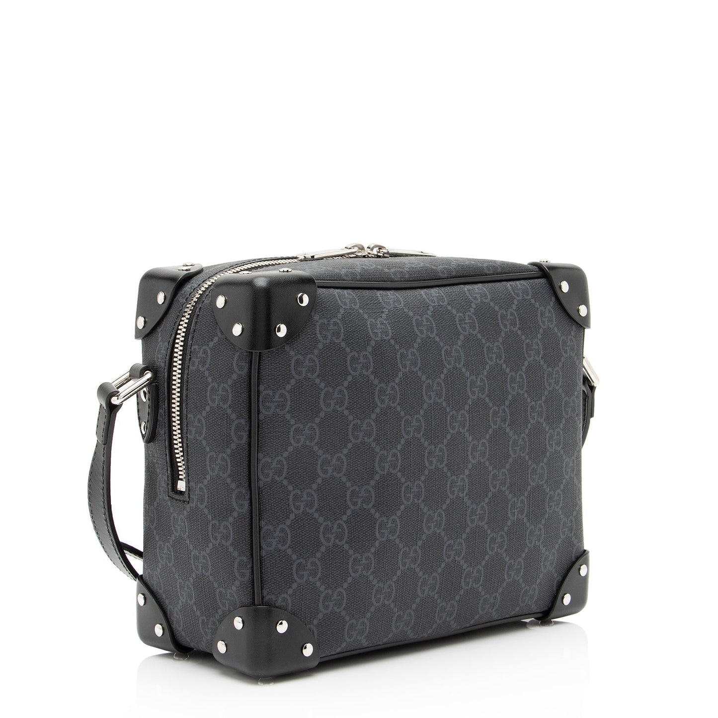 Gucci GG Supreme Soft Trunk SHF Leather Canvas Black Crossbody Bag