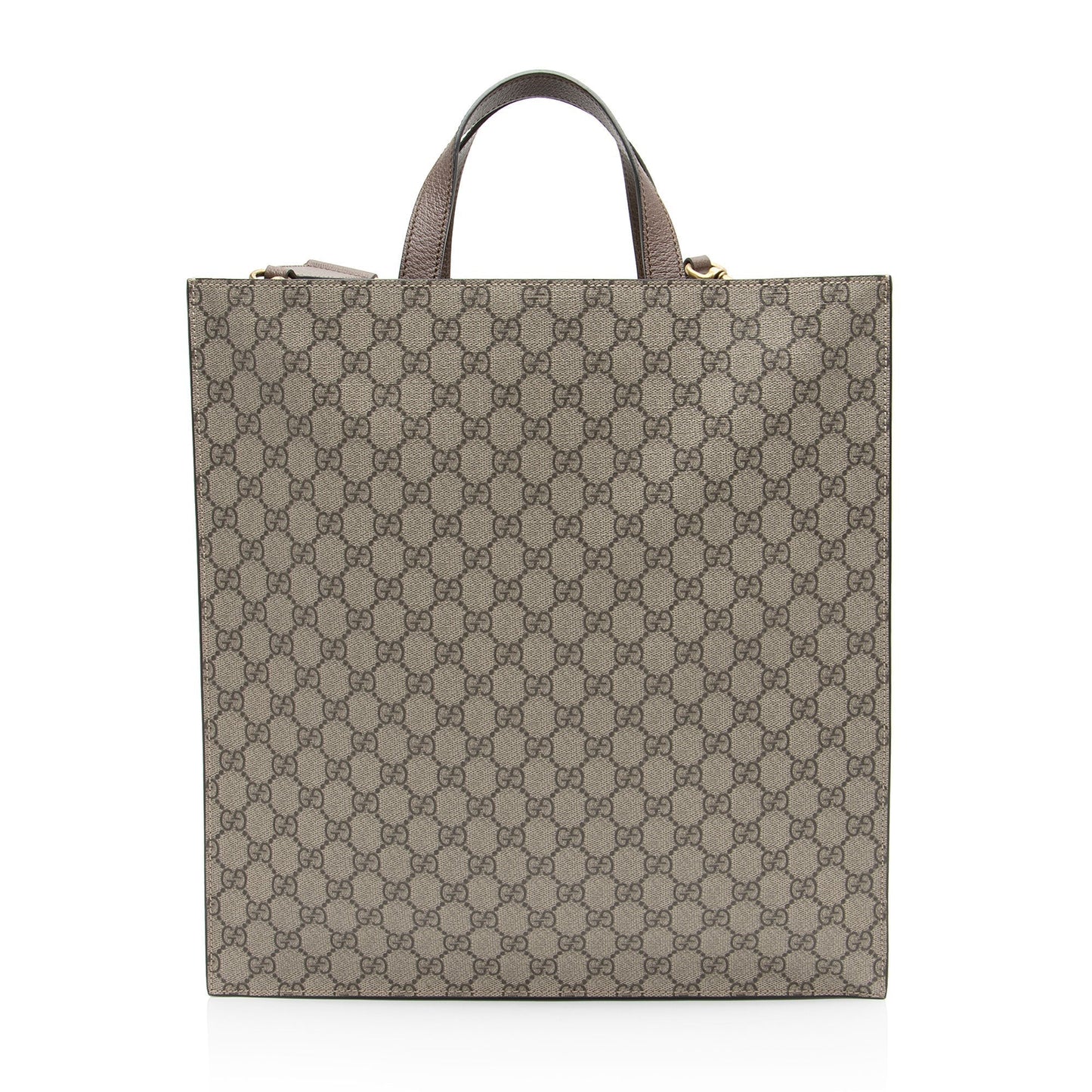 Gucci GG Supreme Soft Vertical Courrier Leather Canvas Nylon Brown Tote Bag