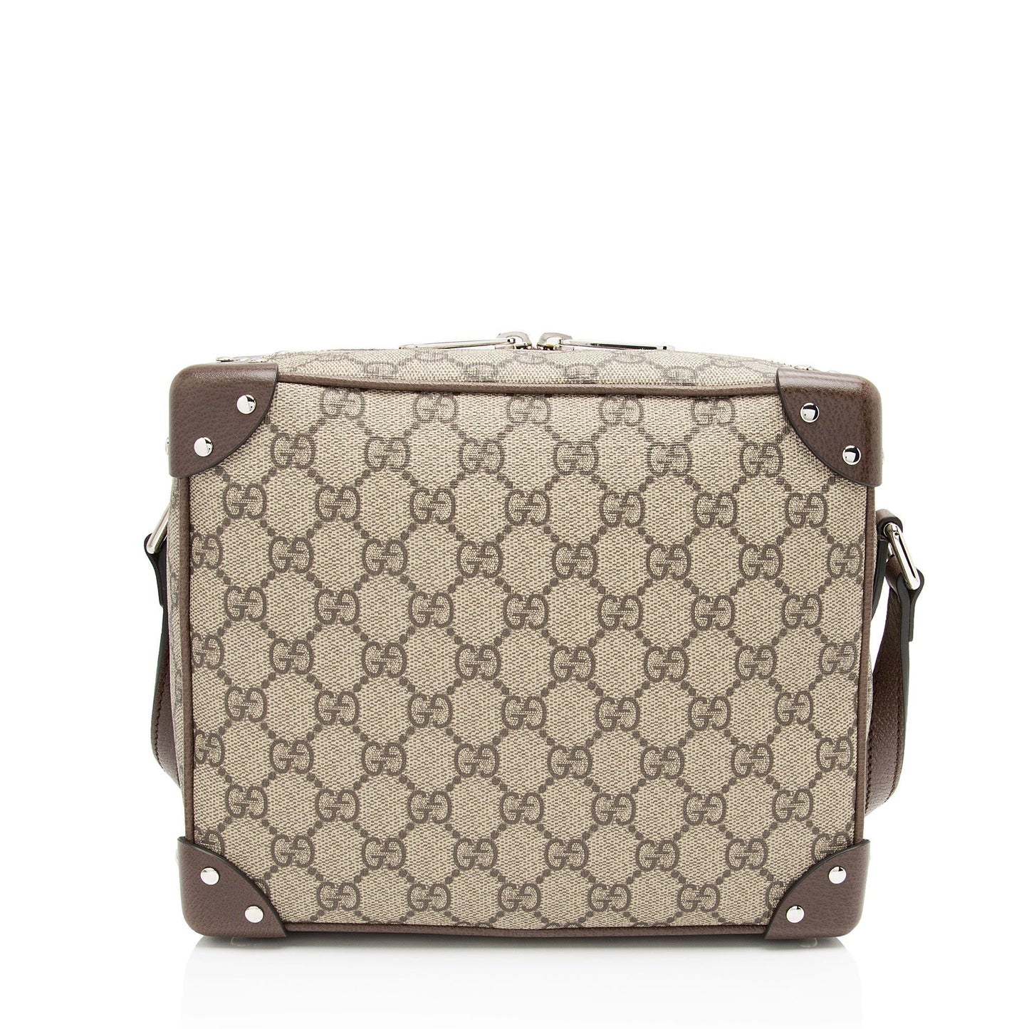 Gucci GG Supreme Square SHF-FRVhxl Leather Canvas Brown Beige Crossbody Bag