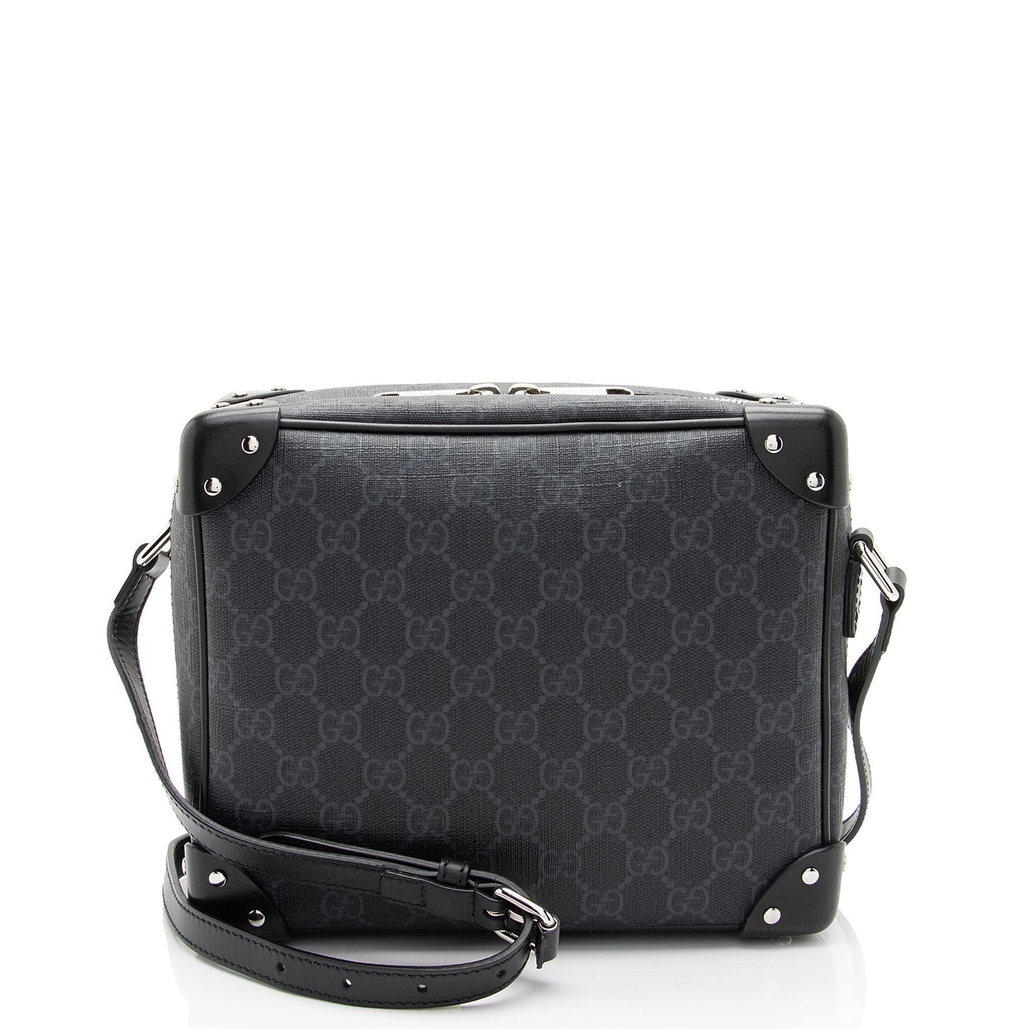 Gucci GG Supreme Square SHF-ITmRpz Leather Canvas Black Grey Crossbody Bag