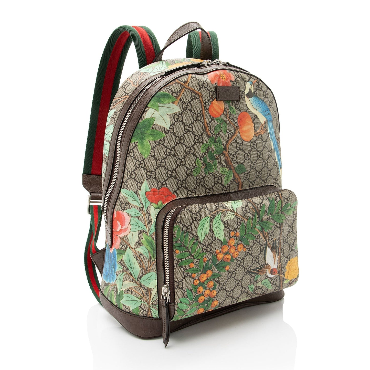 Gucci GG Supreme Tian Day Backpack Leather Canvas Nylon Beige Shoulder Bag