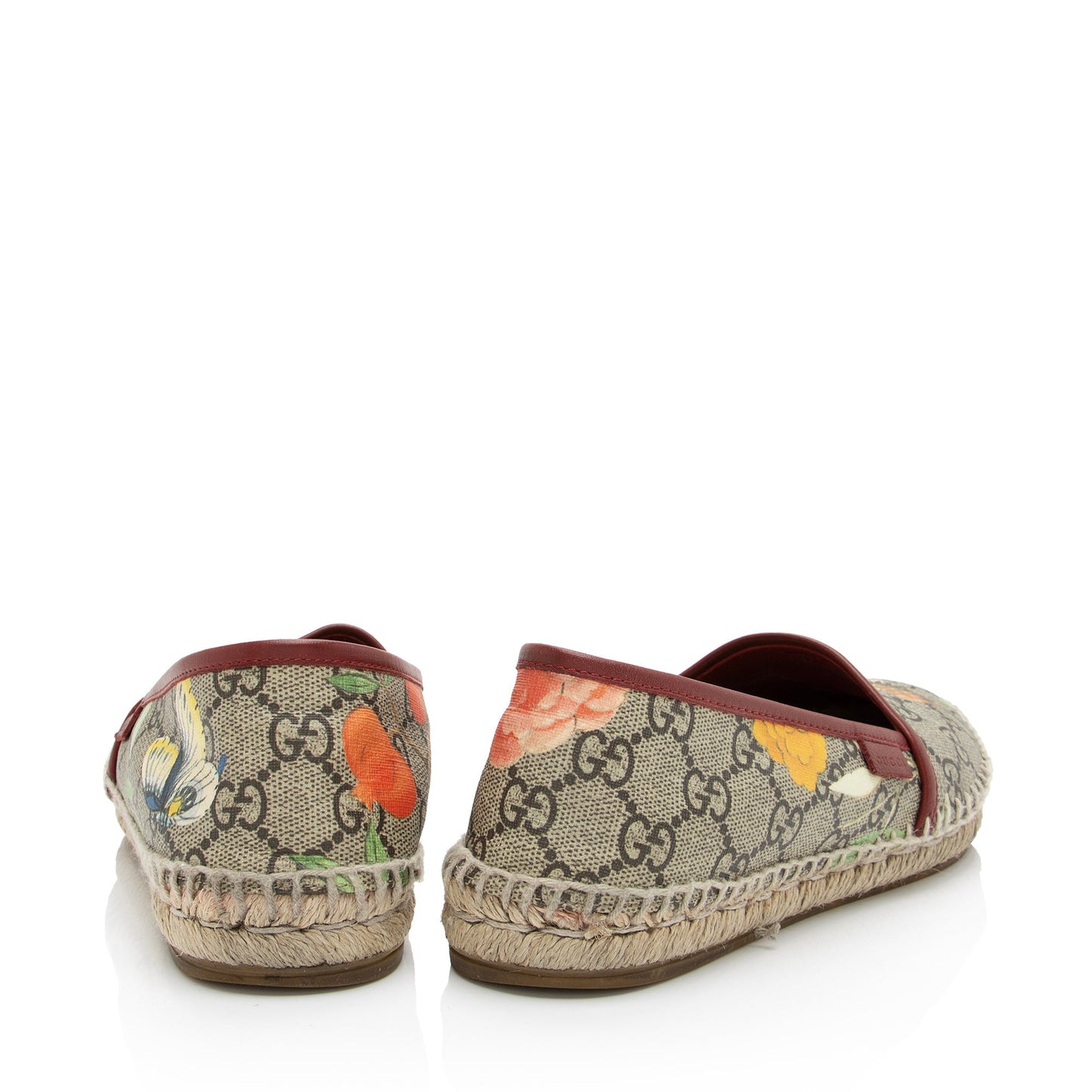 Gucci GG Supreme Tian Espadrilles - Leather Canvas Beige Red Shoes