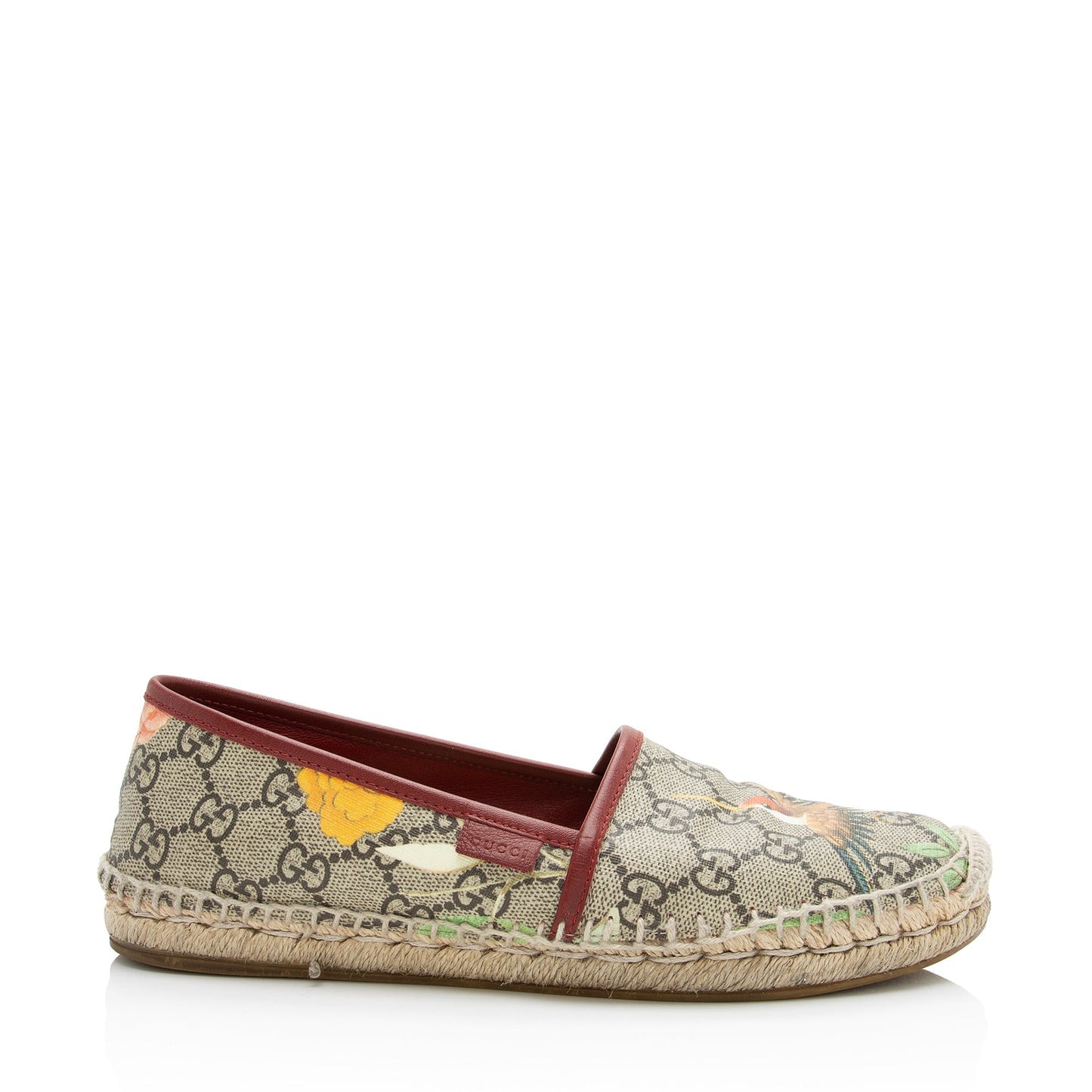 Gucci GG Supreme Tian Espadrilles - Leather Canvas Beige Red Shoes