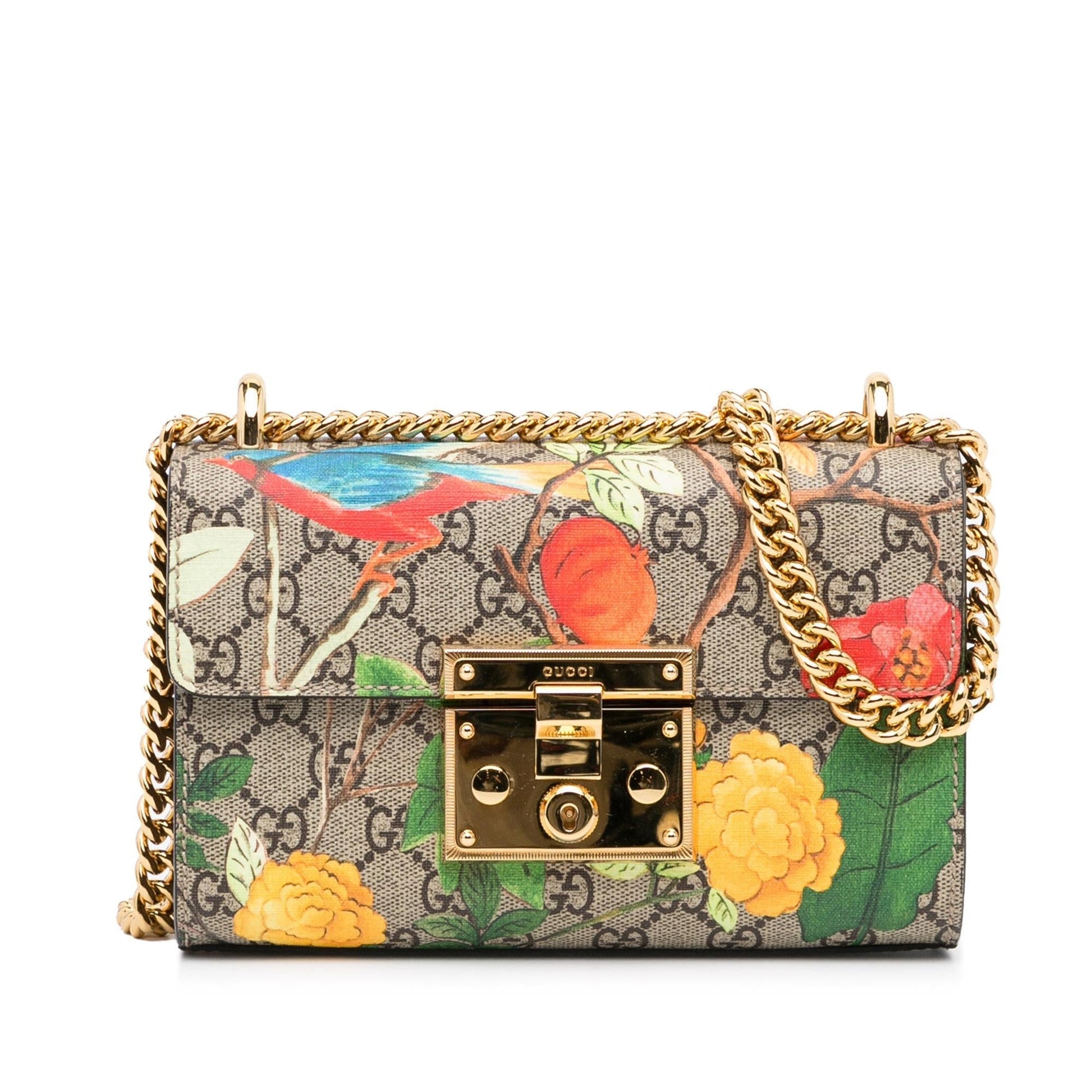 Gucci GG Supreme Tian Padlock SHG-uSnoxg Canvas Brown Crossbody Bag