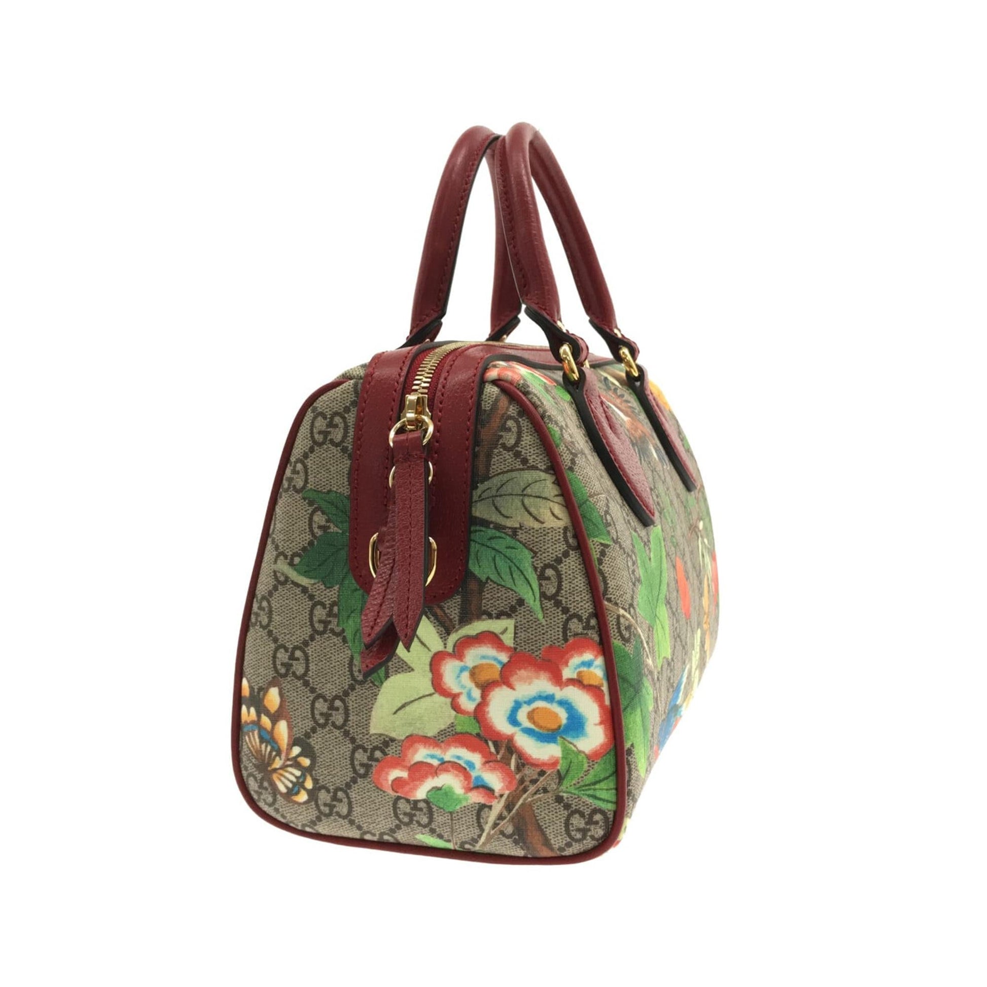 Gucci GG Supreme Tian SHG-94ff3V Canvas Calf Brown Satchel Bag