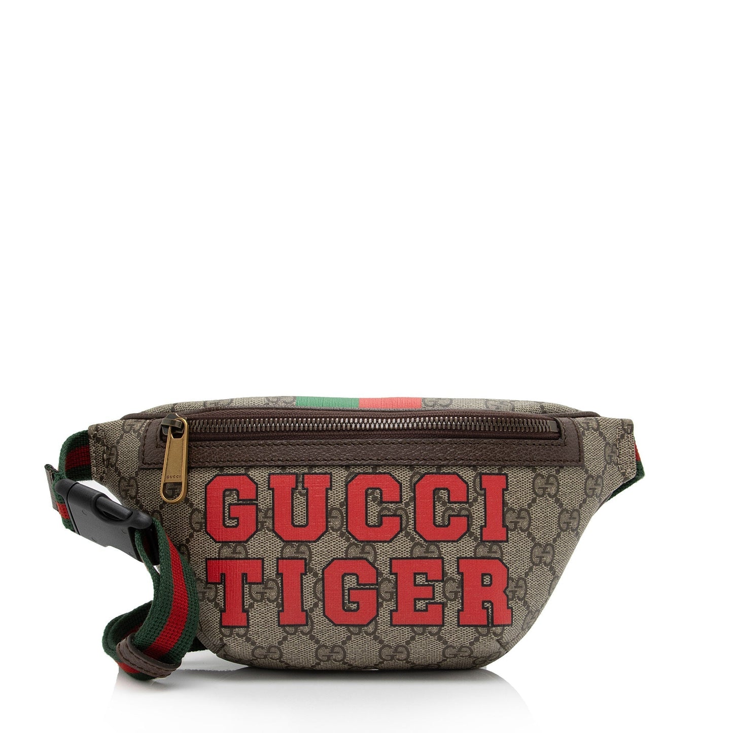 Gucci GG Supreme Tiger Belt SHF-cSEBoM Leather Canvas Nylon Brown Accessory