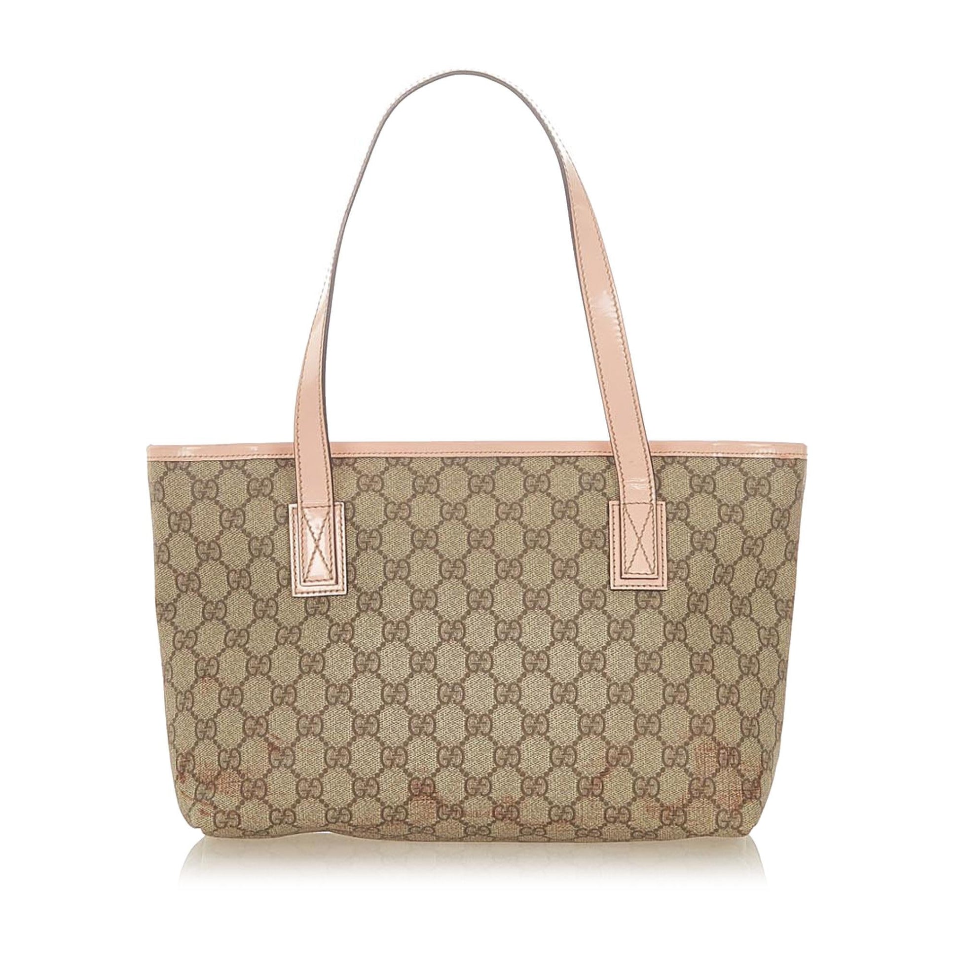 Gucci GG Supreme SHG Canvas Brown Pink Tote Bag