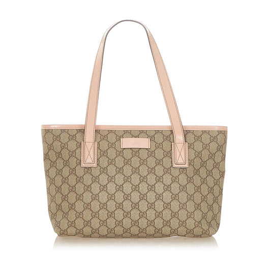Gucci GG Supreme SHG Canvas Brown Pink Tote Bag