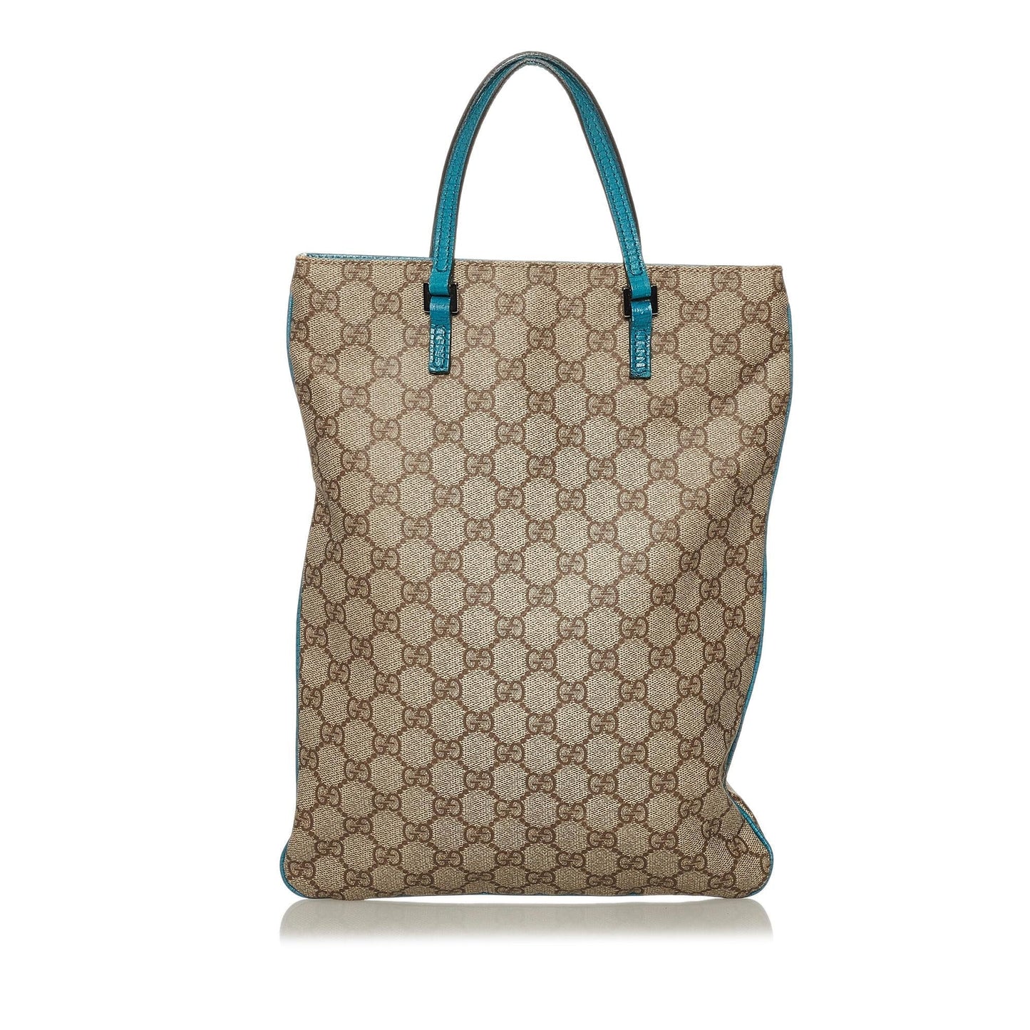 Gucci GG Supreme SHG Canvas Calf Brown Blue Tote Bag