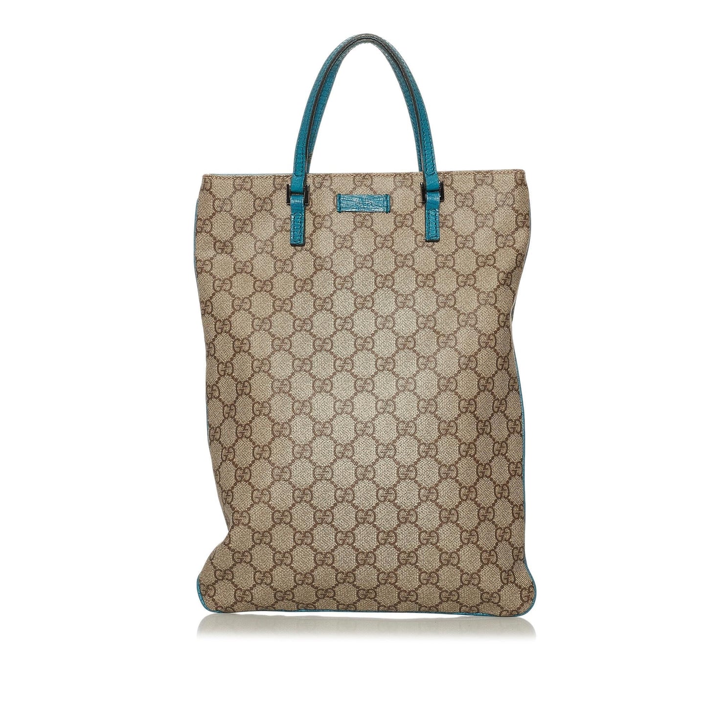 Gucci GG Supreme SHG Canvas Calf Brown Blue Tote Bag