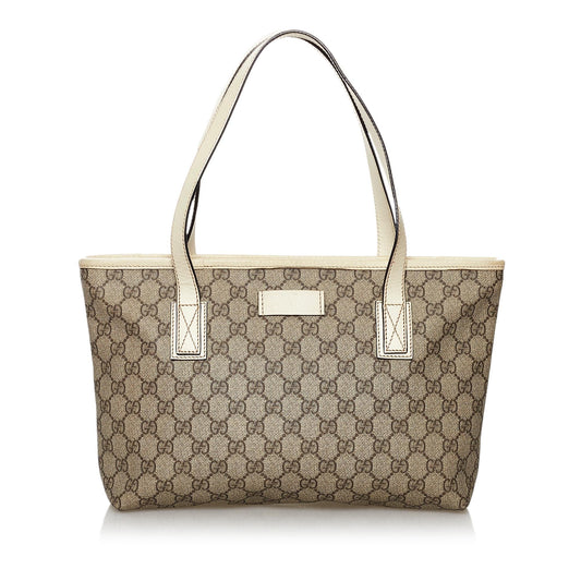 Gucci GG Supreme SHG Canvas White Brown Tote Bag 3