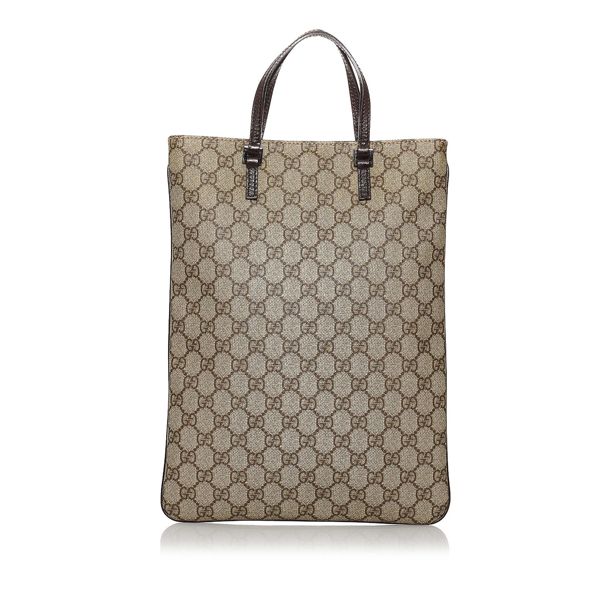 Gucci GG Supreme SHG Canvas Calf Brown Tote Bag 3