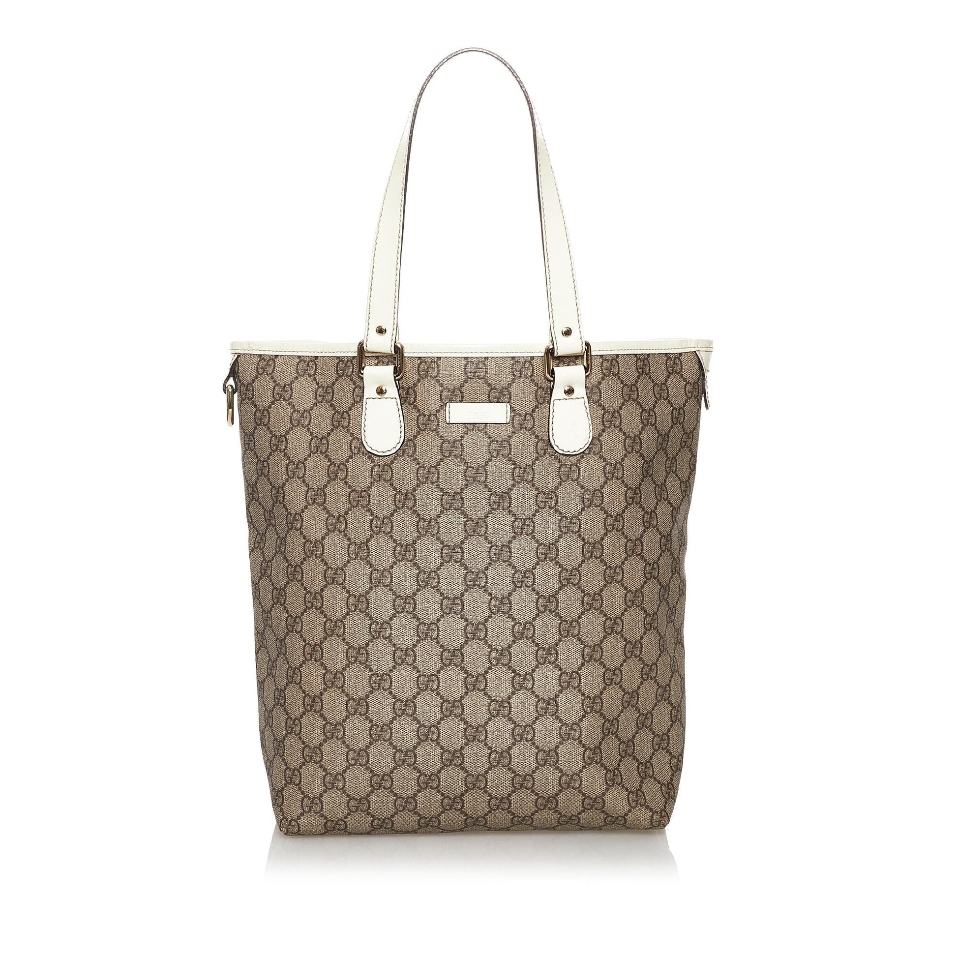 Gucci GG Supreme SHG Canvas White Brown Tote Bag 4