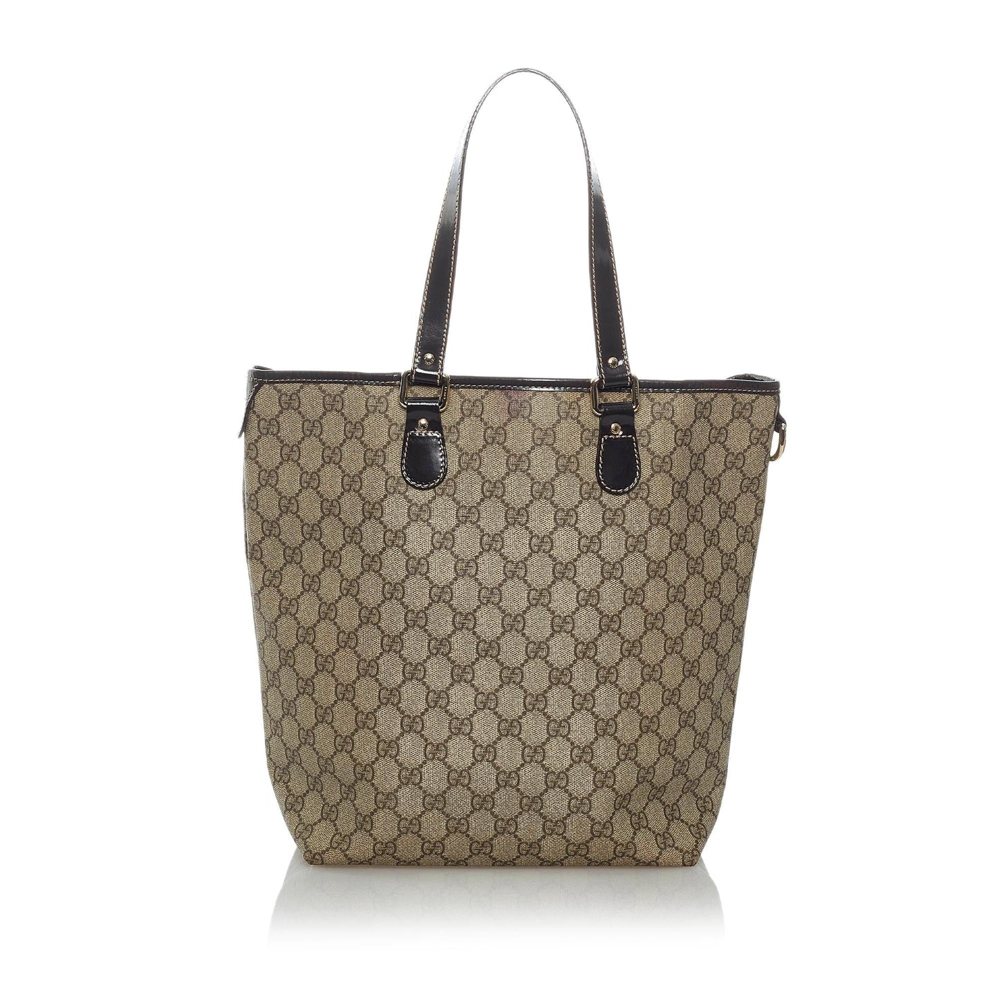 Gucci GG Supreme SHG Canvas Calf Brown Tote Bag 5