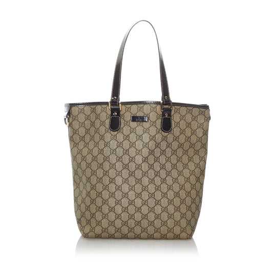 Gucci GG Supreme SHG Canvas Calf Brown Tote Bag 5
