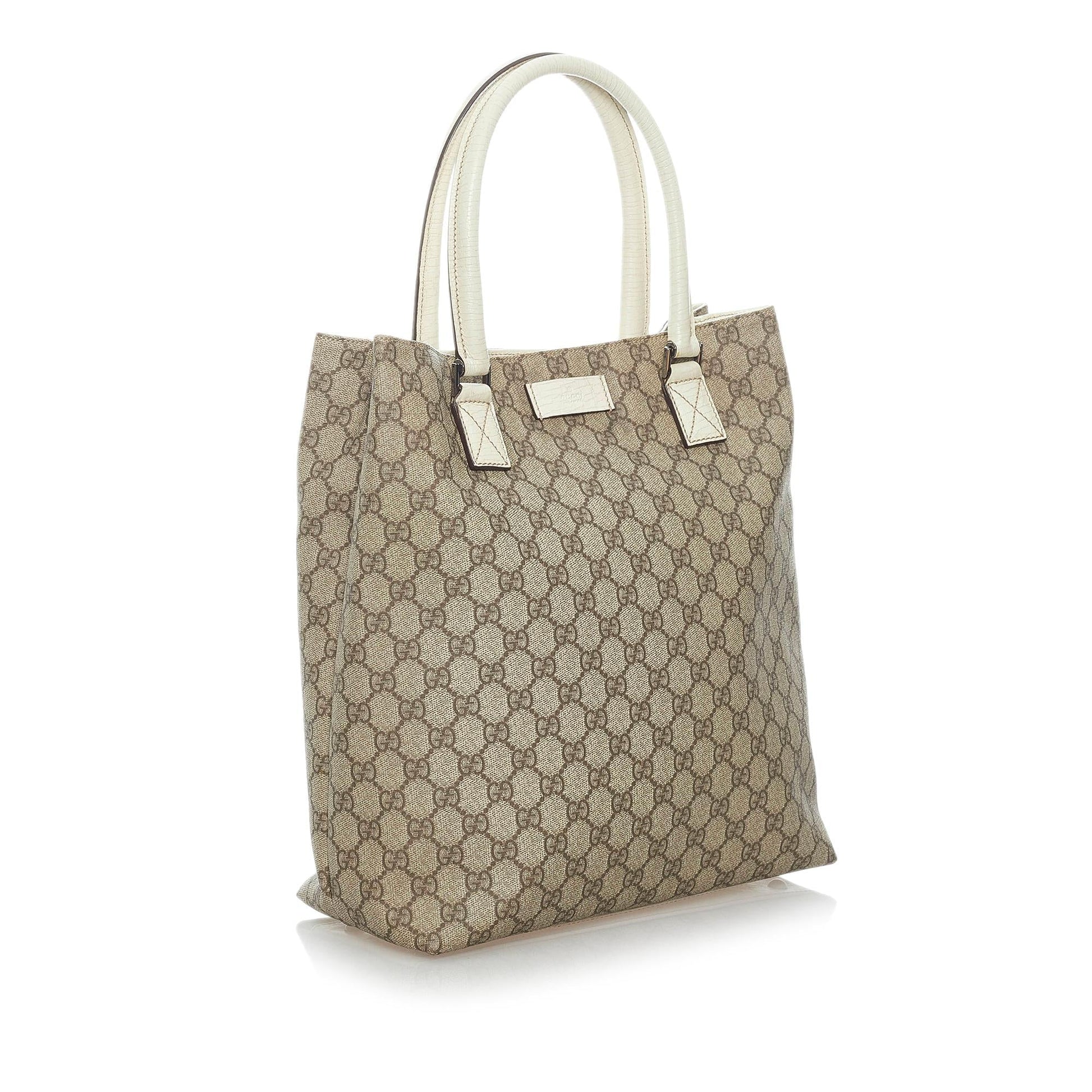 Gucci GG Supreme SHG Canvas White Brown Tote Bag 6