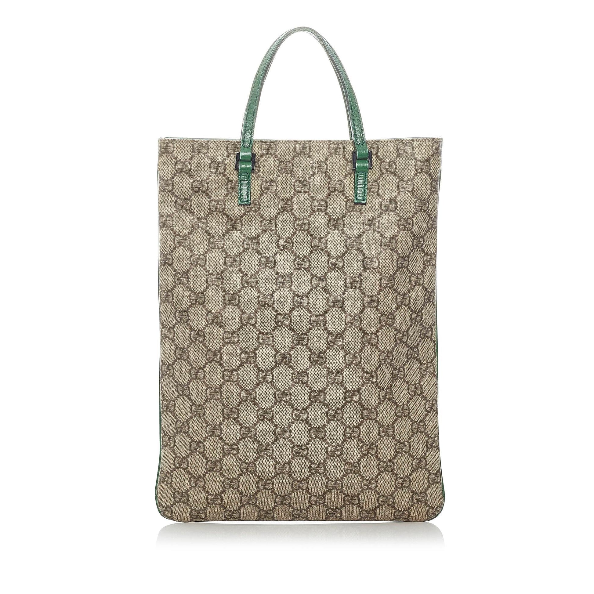 Gucci GG Supreme SHG Canvas Brown Green Tote Bag